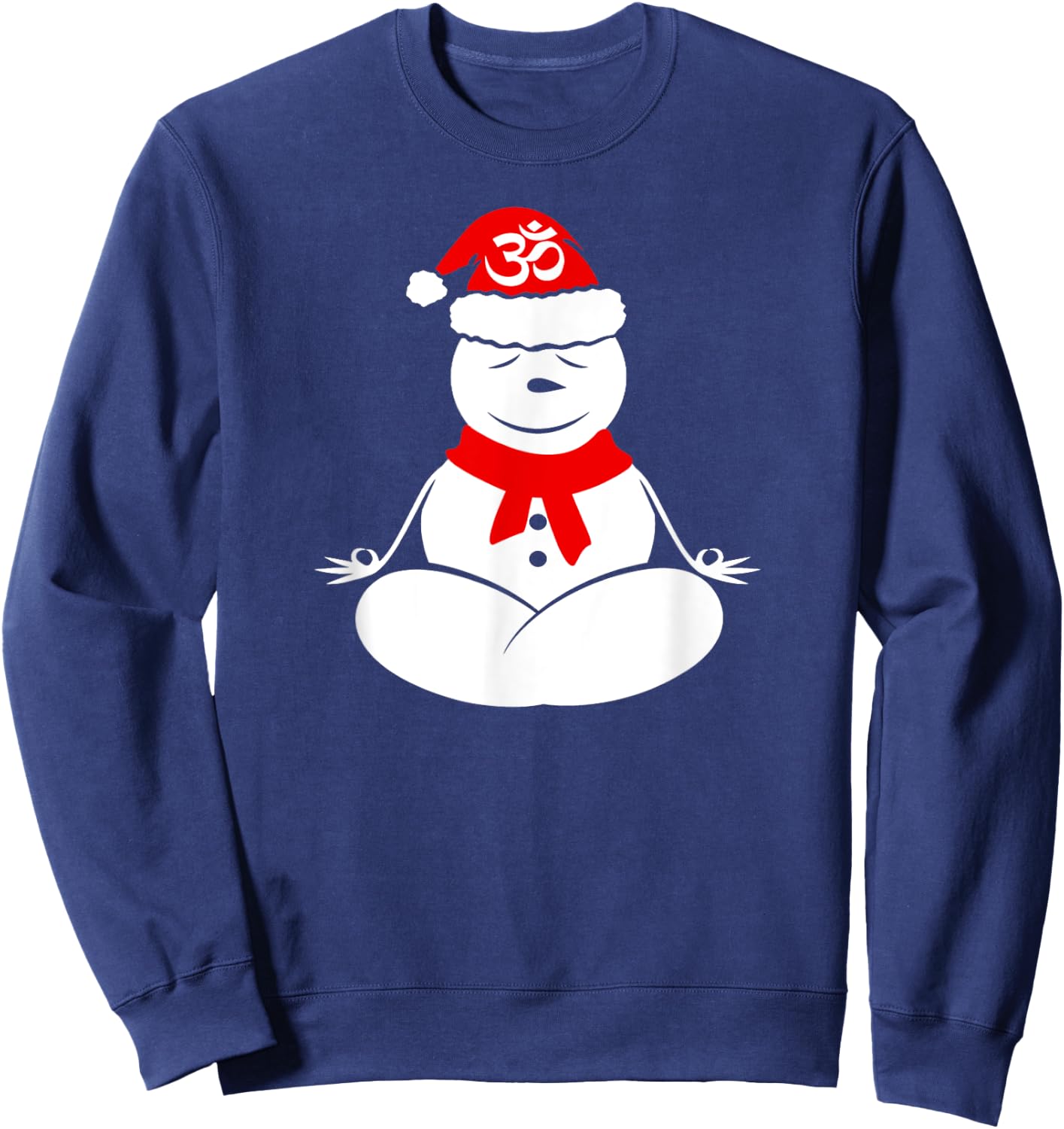 Lotus Pose Meditating Yoga Snowman Funny Christmas Sweatshirt - Sweatshirt | Navy