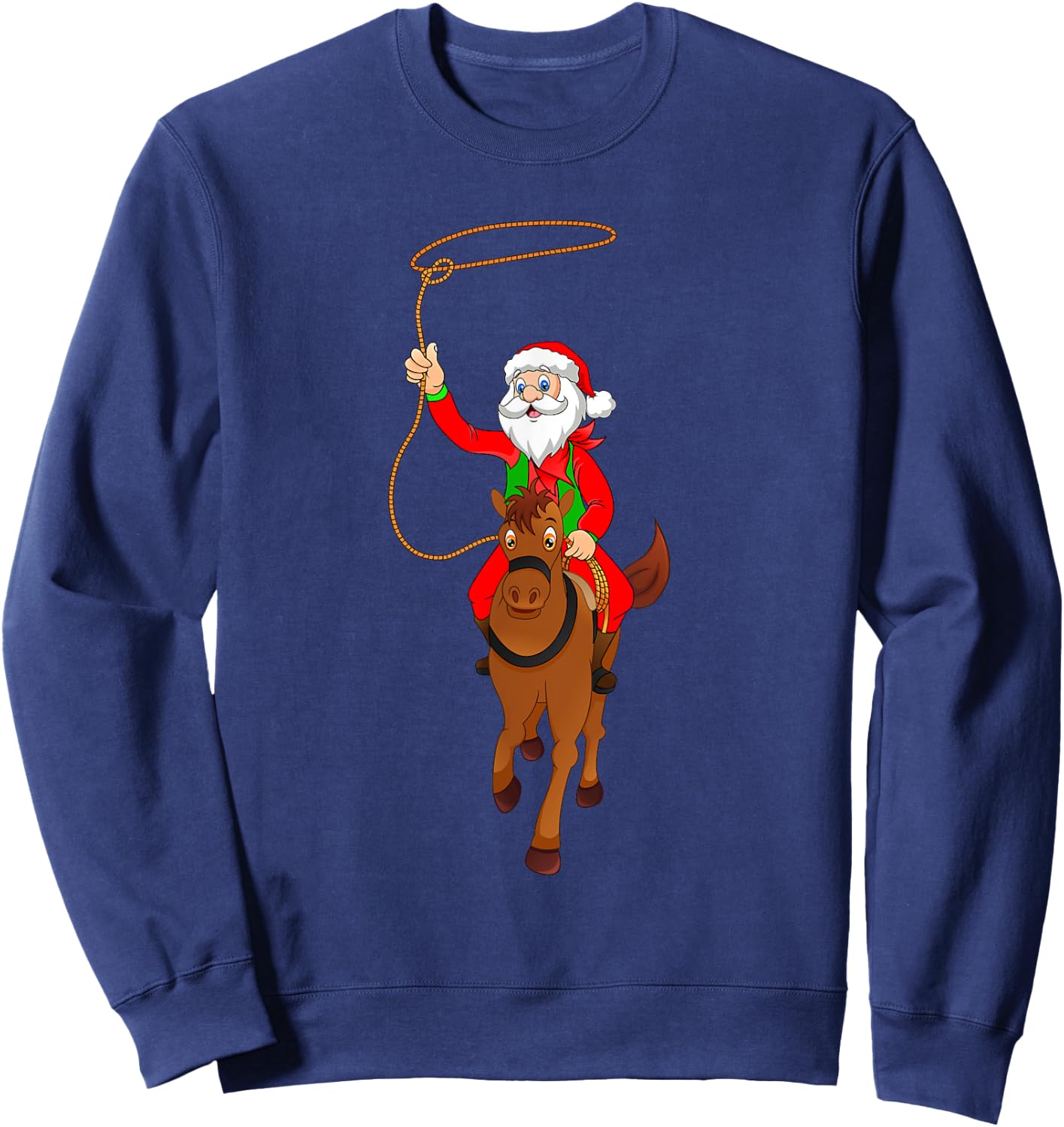 Cowboy Santa Claus Riding A Horse Christmas Cowboy Kids Boys Sweatshirt - Sweatshirt | Navy