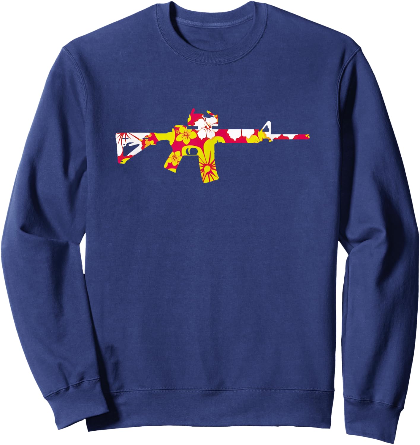 Tropical Gun Lover Firearm Beach Hawaiian Gift Aloha AR-15 Sweatshirt - Sweatshirt | Navy
