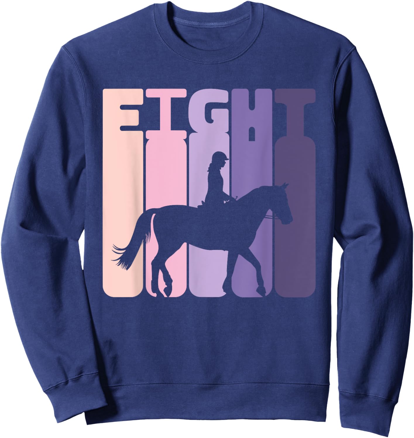 8th Birthday Horse Rider Girl Horse Fan 8 Years Girl Sweatshirt - Sweatshirt | Navy