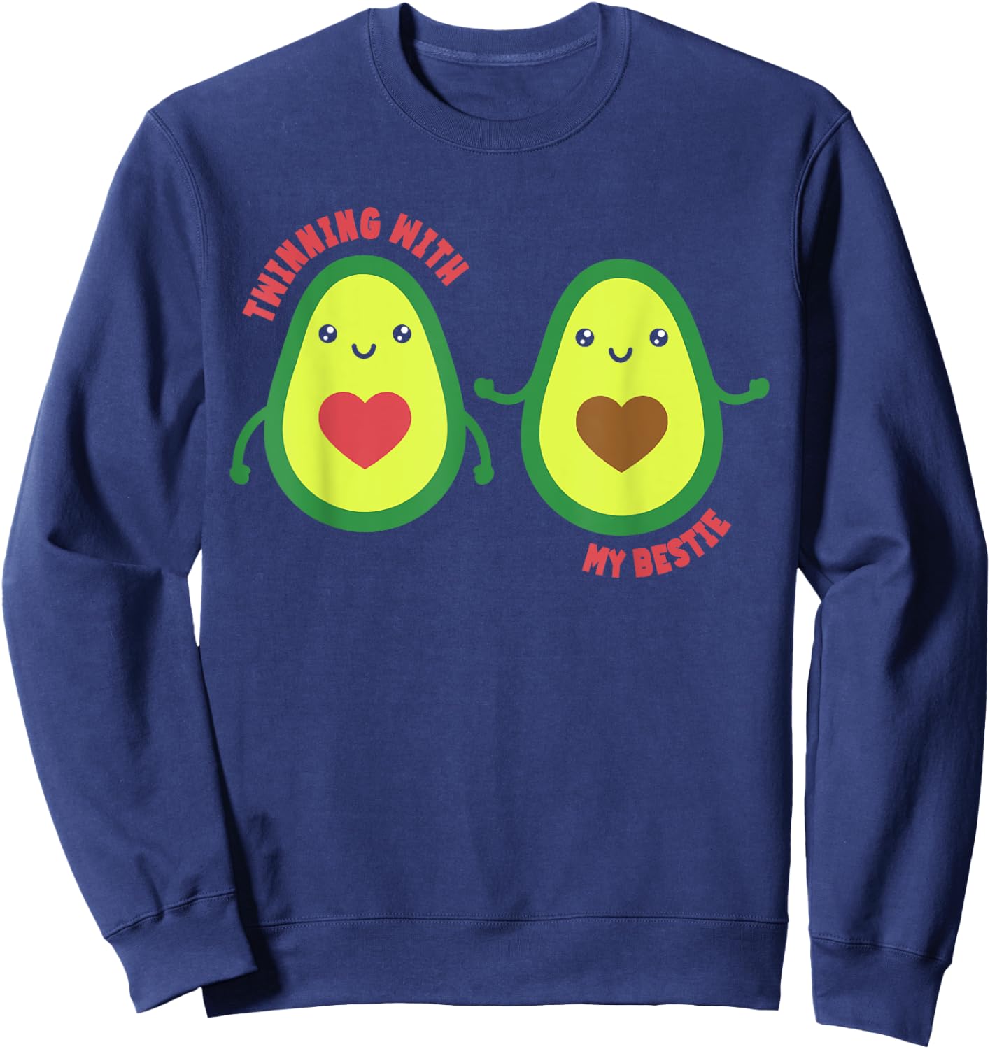 Matching Twin Twinning With My Bestie Avocado Sweatshirt - Sweatshirt | Navy