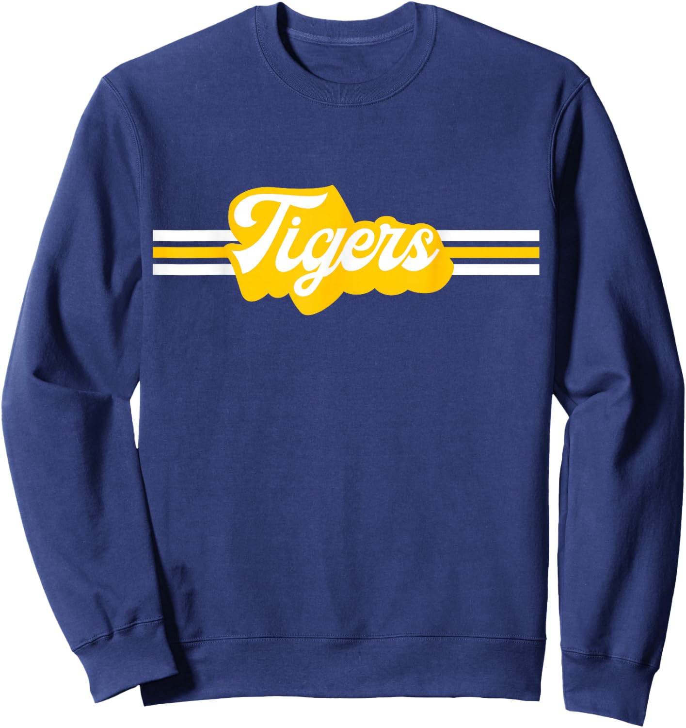 Retro Tigers Mascot, School Spirit, Tiger Sports Sweatshirt - Sweatshirt | Navy