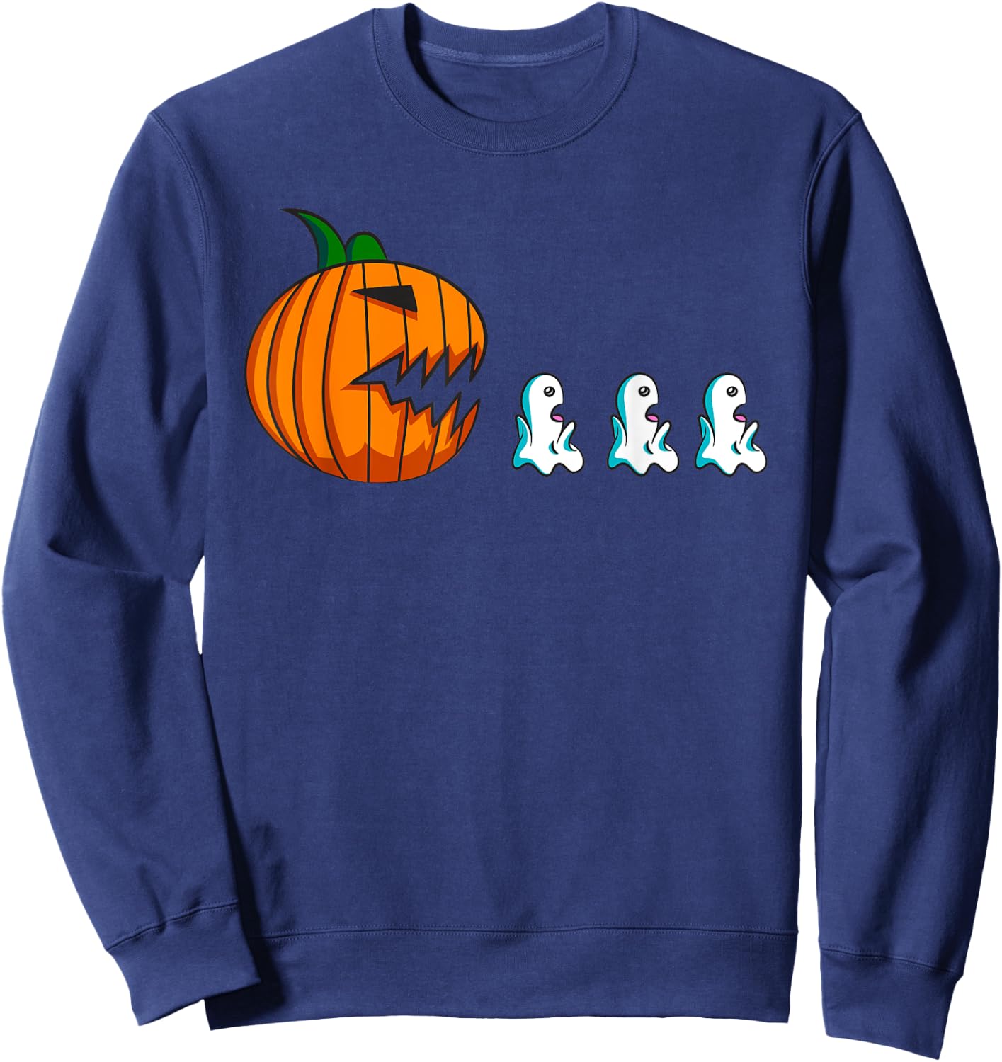 Pumpkin Ghosts Funny Halloween Kids Men Sweatshirt - Sweatshirt | Navy
