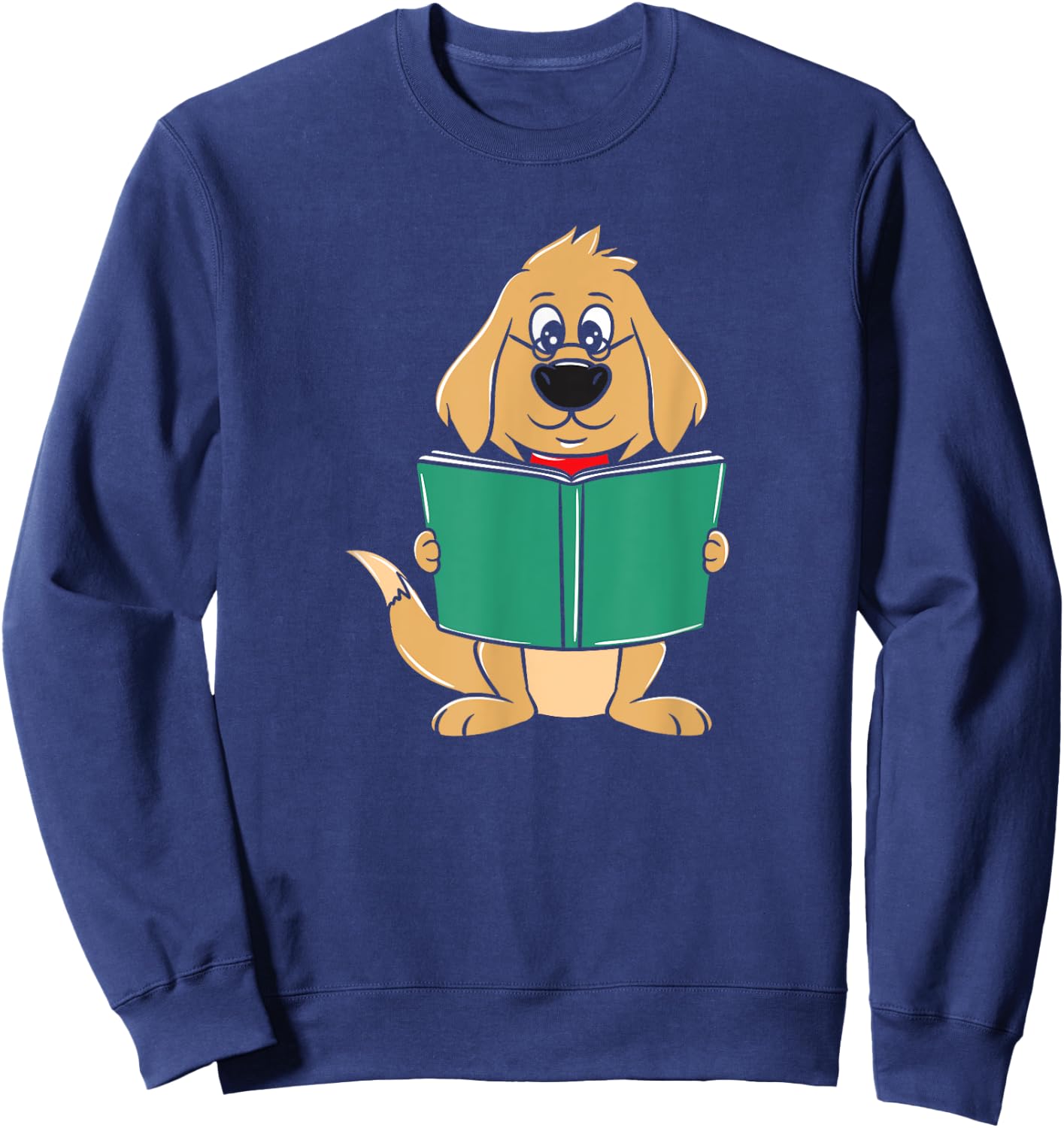 Cute Dog Reading A Human Training Book - Funny Dog Sweatshirt - Sweatshirt | Navy