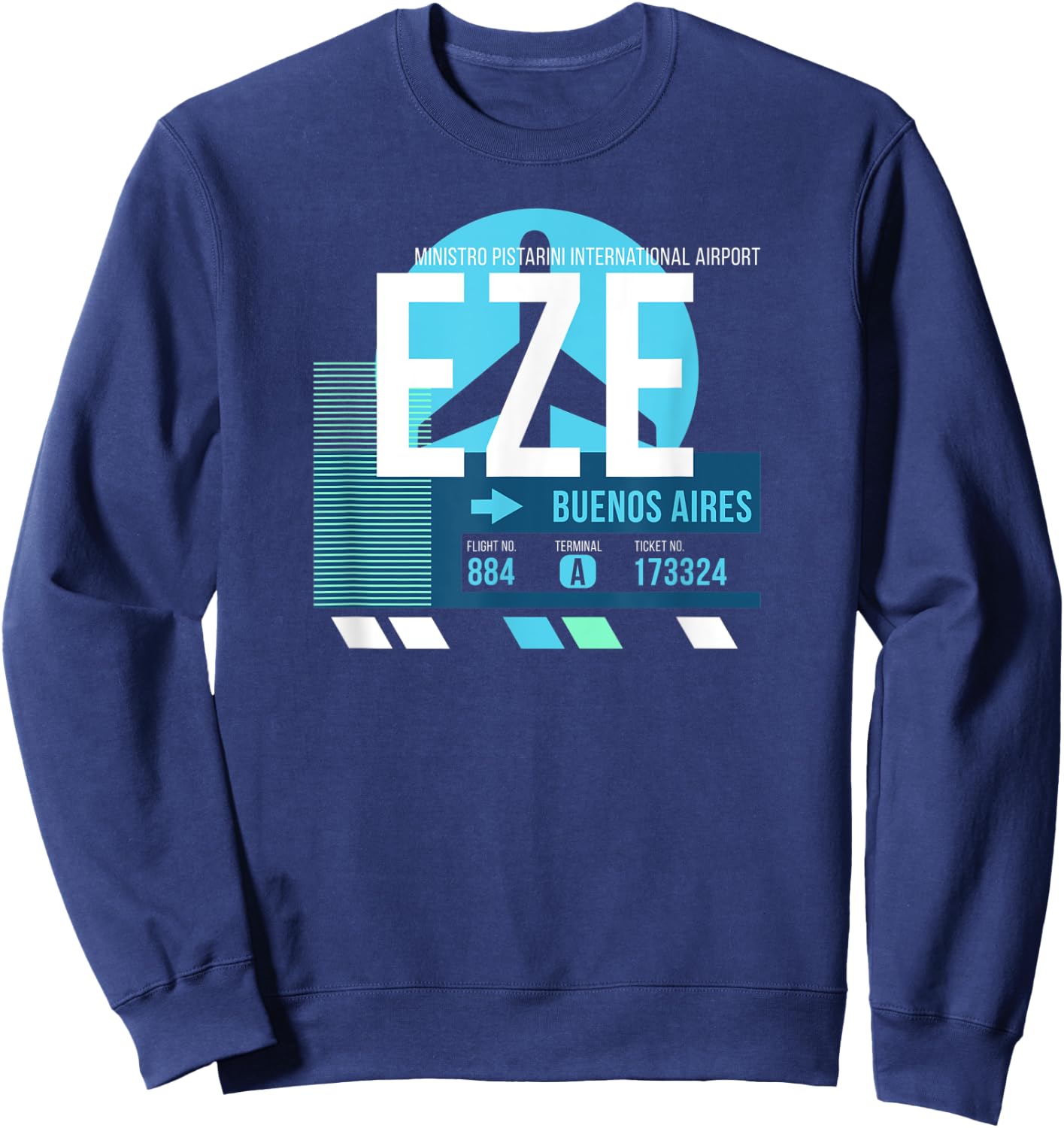 Vintage Buenos Aires Argentina Airport Code Retro Travel Day Sweatshirt - Sweatshirt | Navy