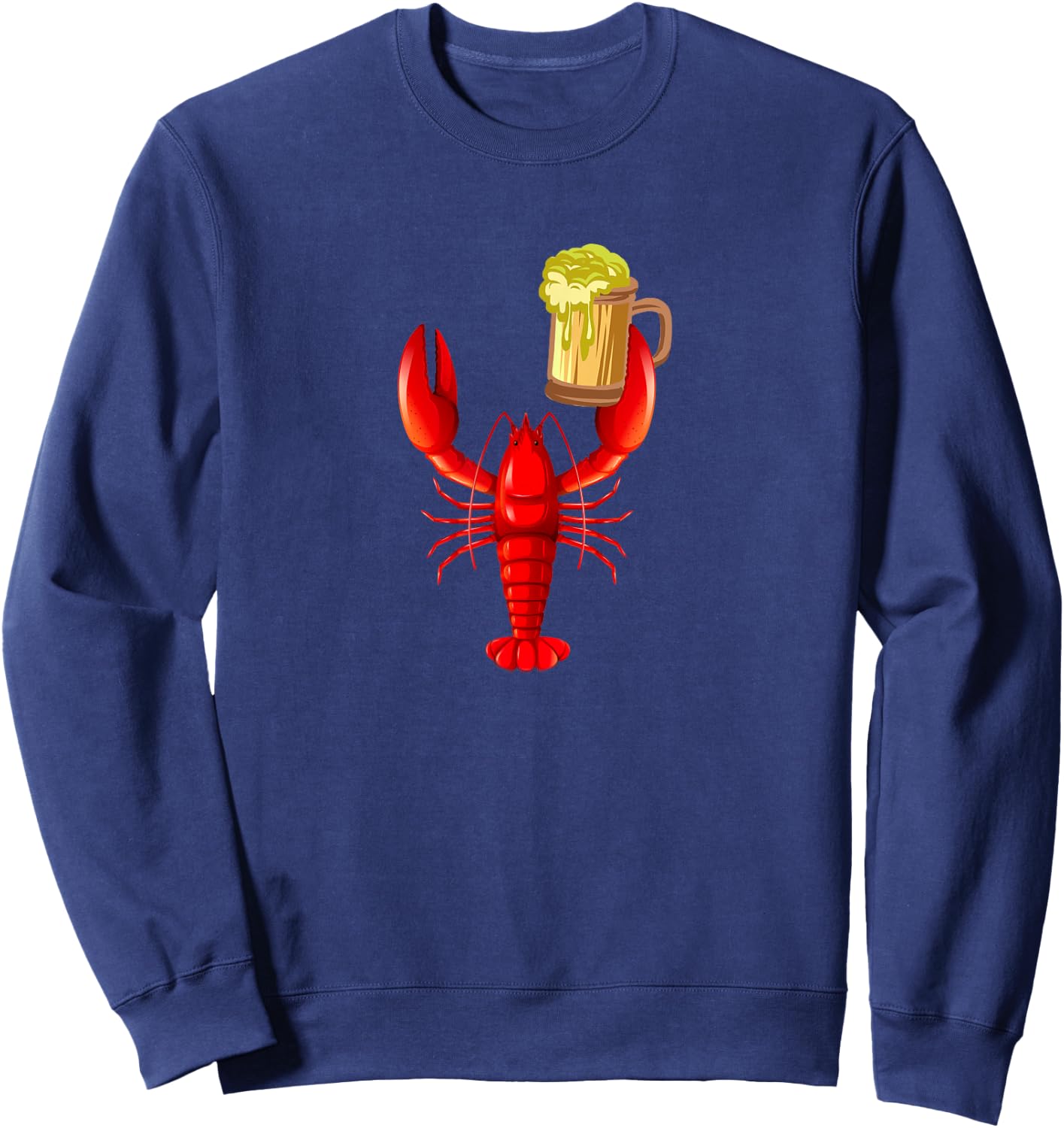 Funny Beer Drinking Lobster Beer Lover Drinker Gift Sweatshirt - Sweatshirt | Navy