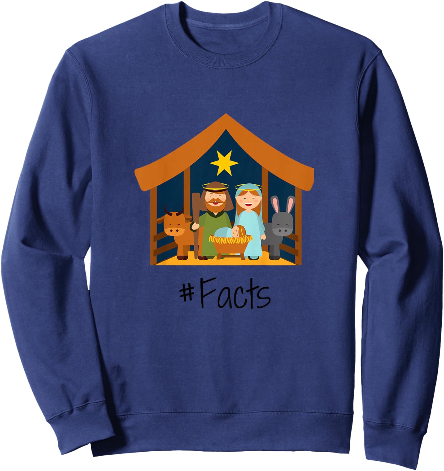 Kids Christmas Nativity Scene Manger Baby Jesus Mary Christian Sweatshirt - Sweatshirt | Navy