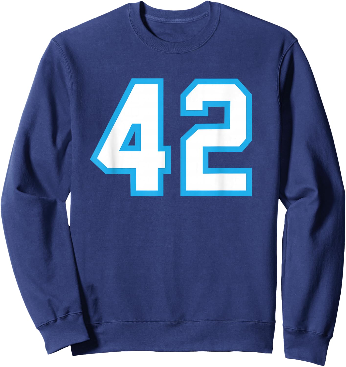 Number #42 White Blue Number Sweatshirt - Sweatshirt | Navy