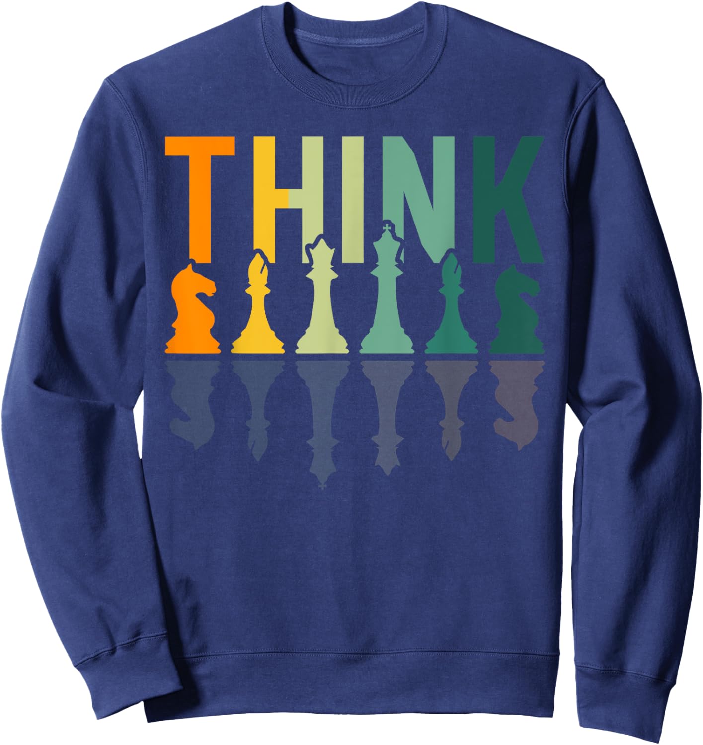 Think chessboard figures vintage chess player Sweatshirt - Sweatshirt | Navy
