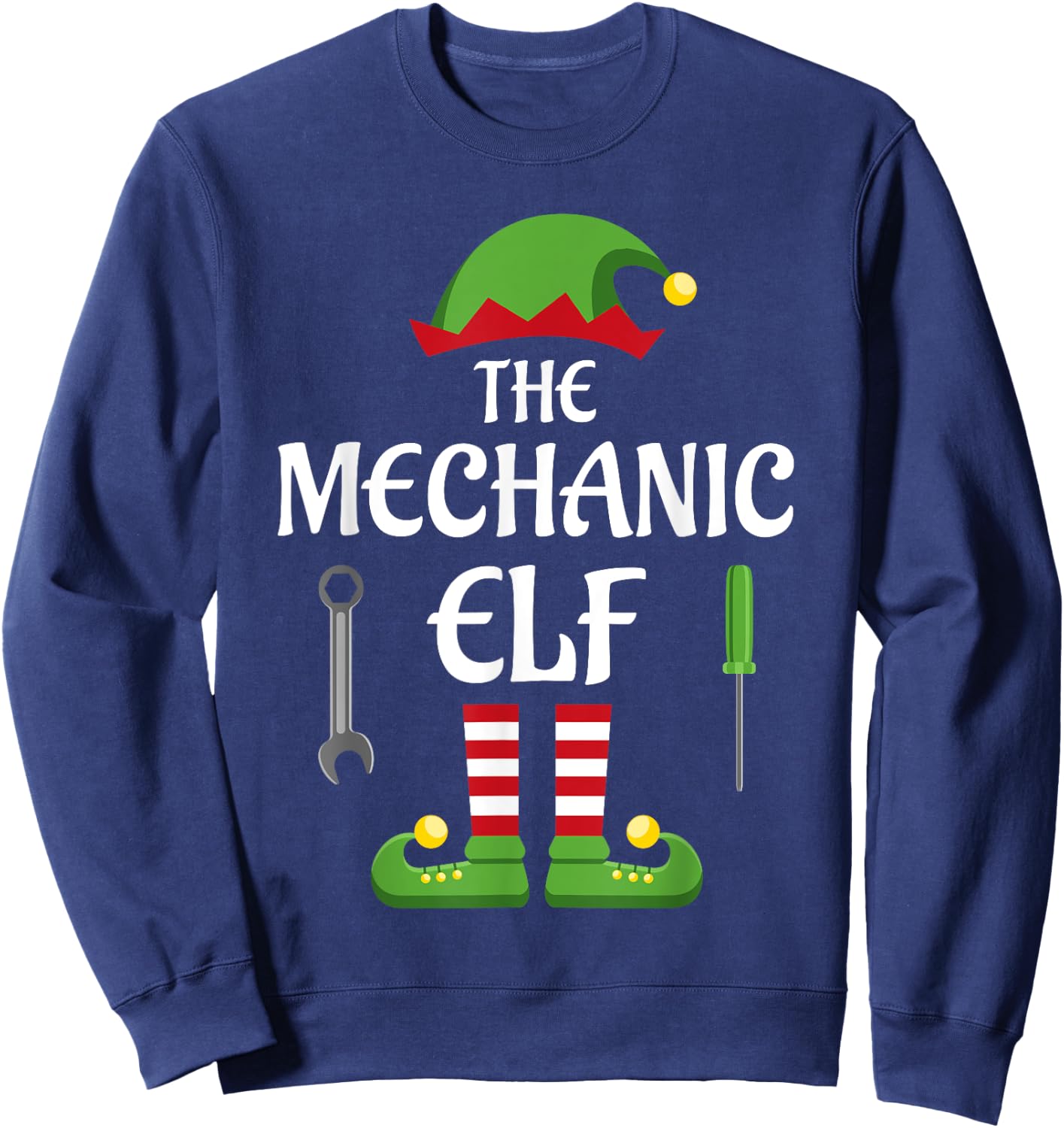 Mechanic Elf Family Matching Group Christmas Sweatshirt - Sweatshirt | Navy