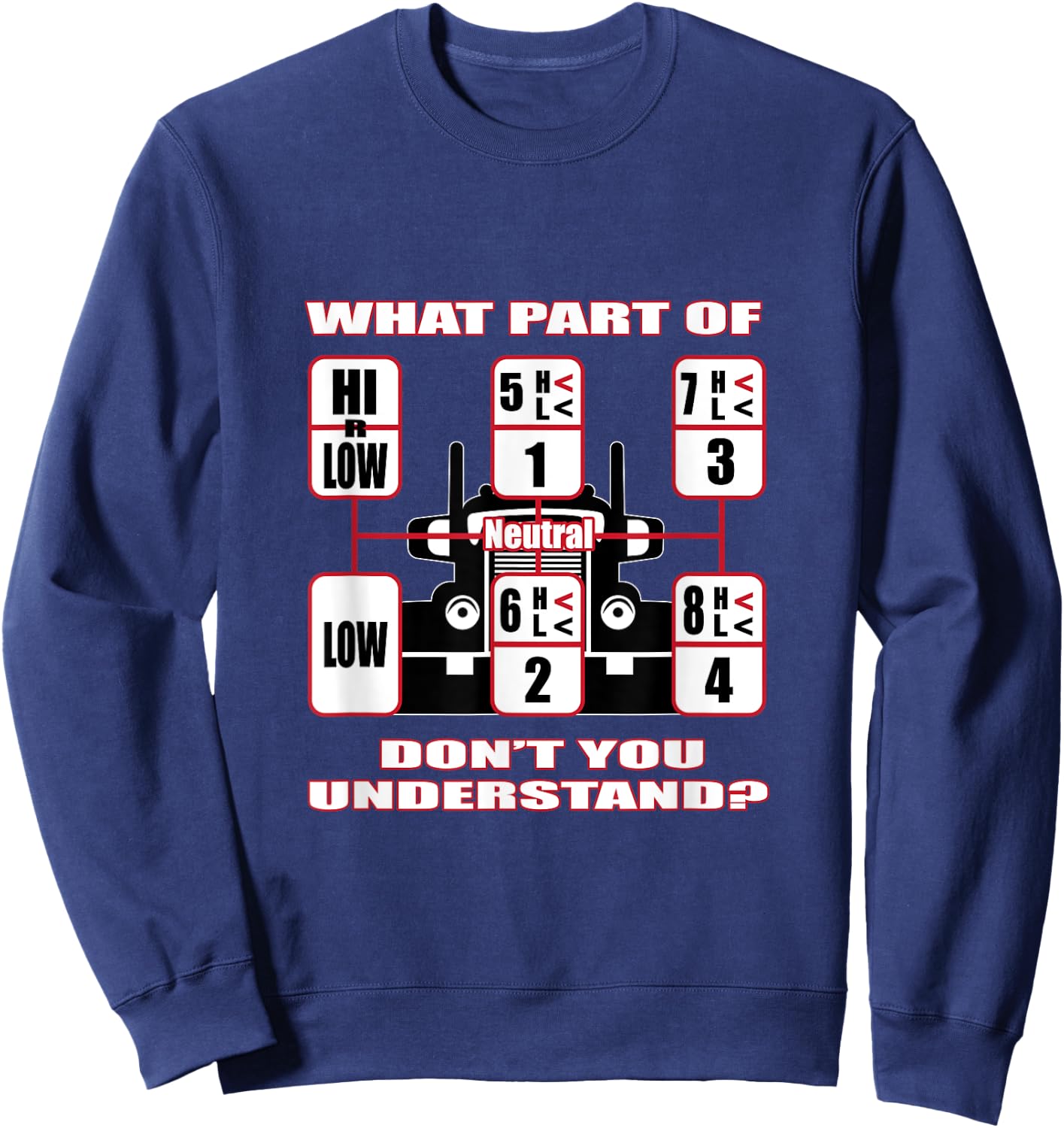 Funny Trucker Manual Transmission Shifting Sweatshirt - Sweatshirt | Navy