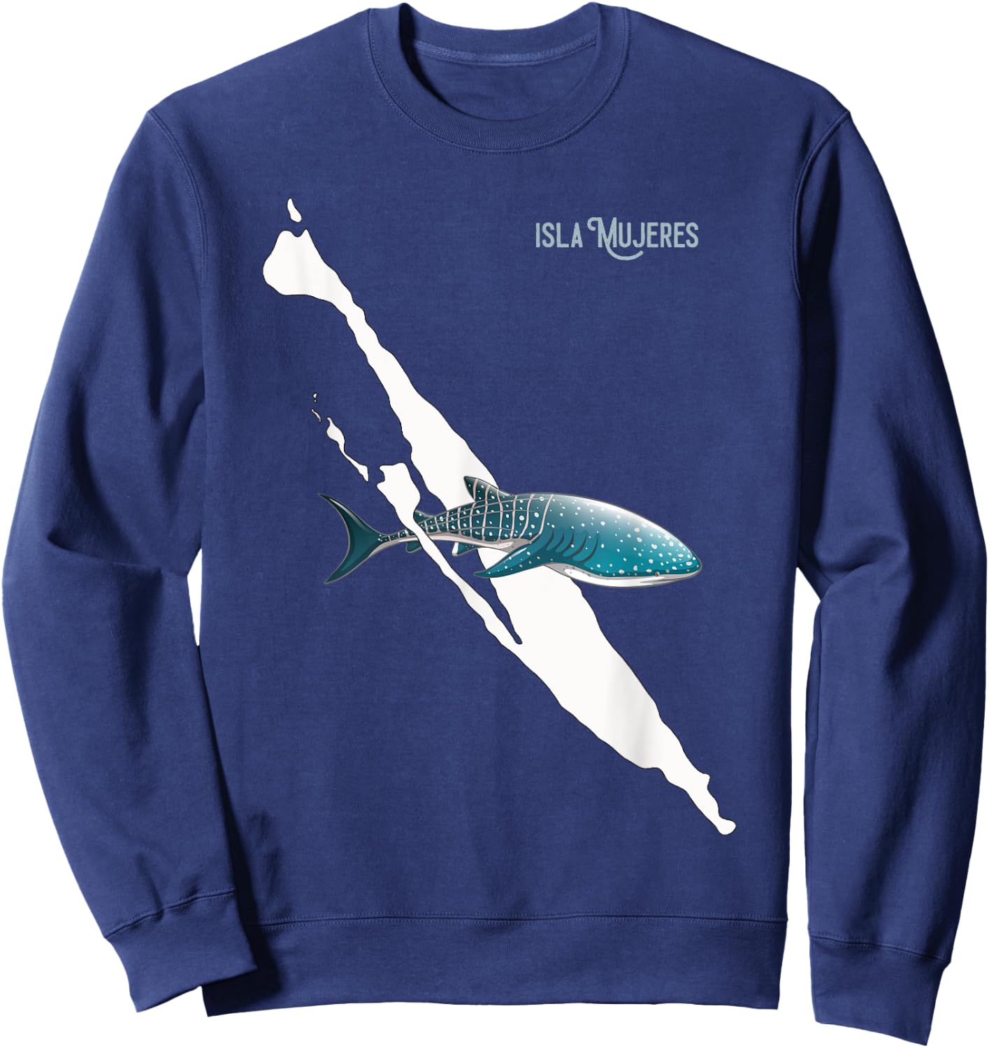 Isla Vibes - Isla Mujeres Mexico, Swimming with Whale Sharks Sweatshirt - Sweatshirt | Navy