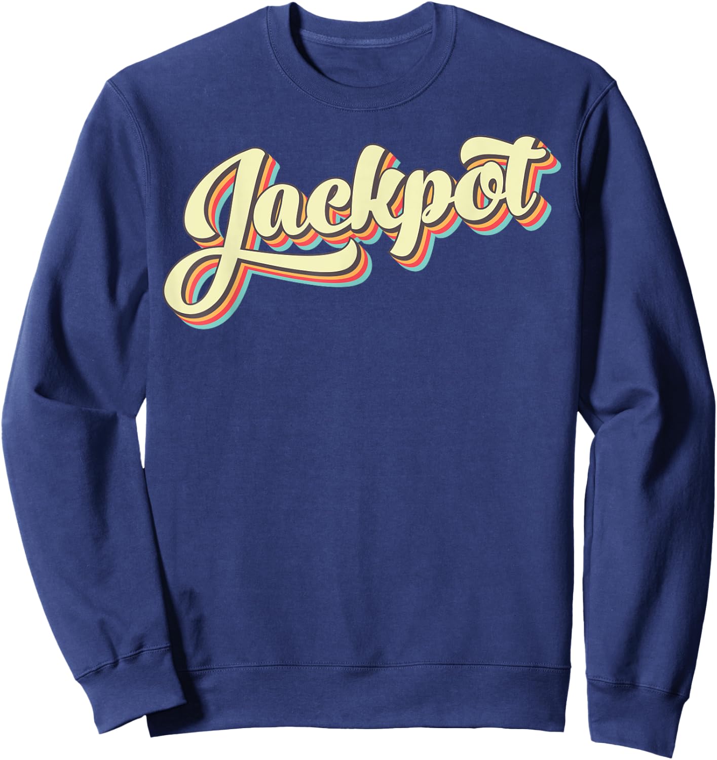 Jackpot Retro Art Baseball Font Vintage Sweatshirt - Sweatshirt | Navy