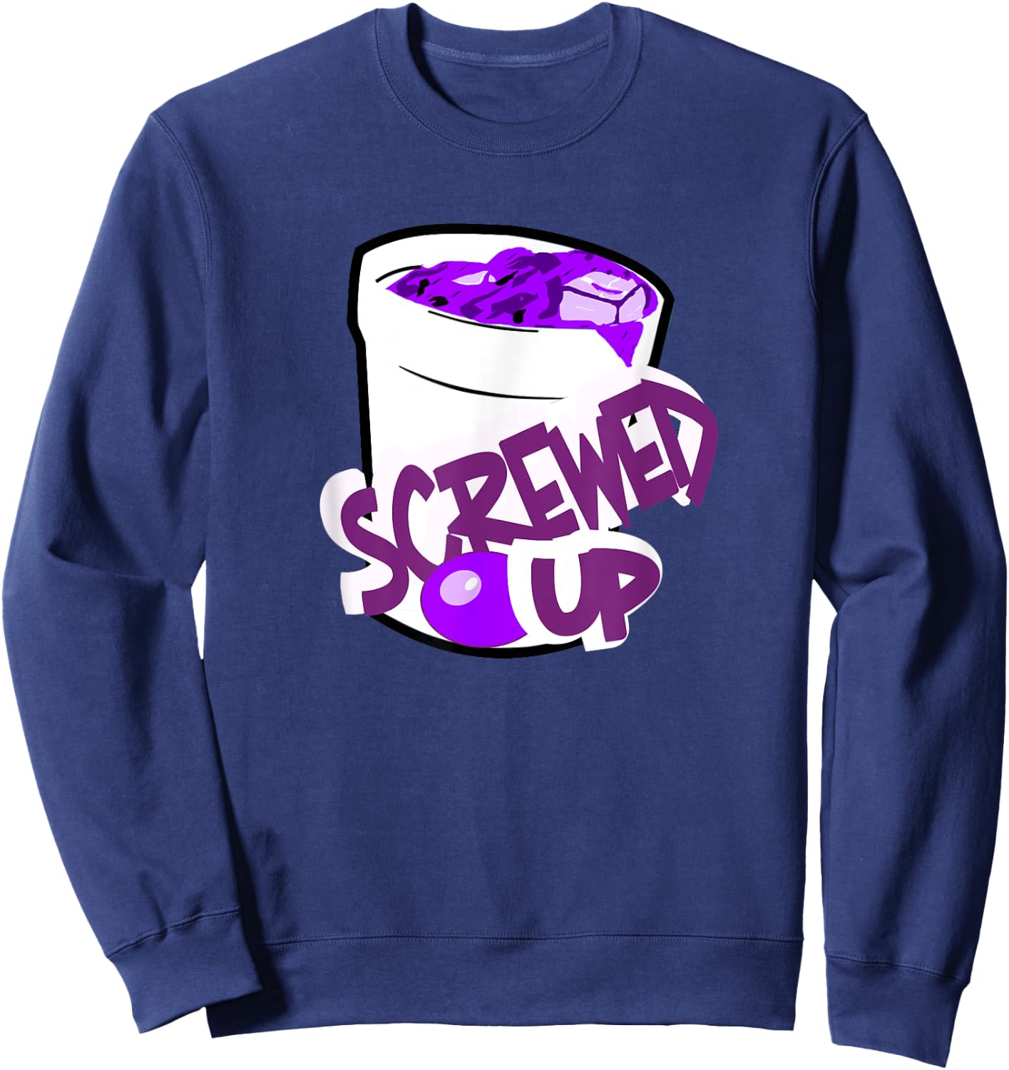 Codeine Sizzurp Screwed Up Lean Cough Syrup Promethazine Sweatshirt - Sweatshirt | Navy