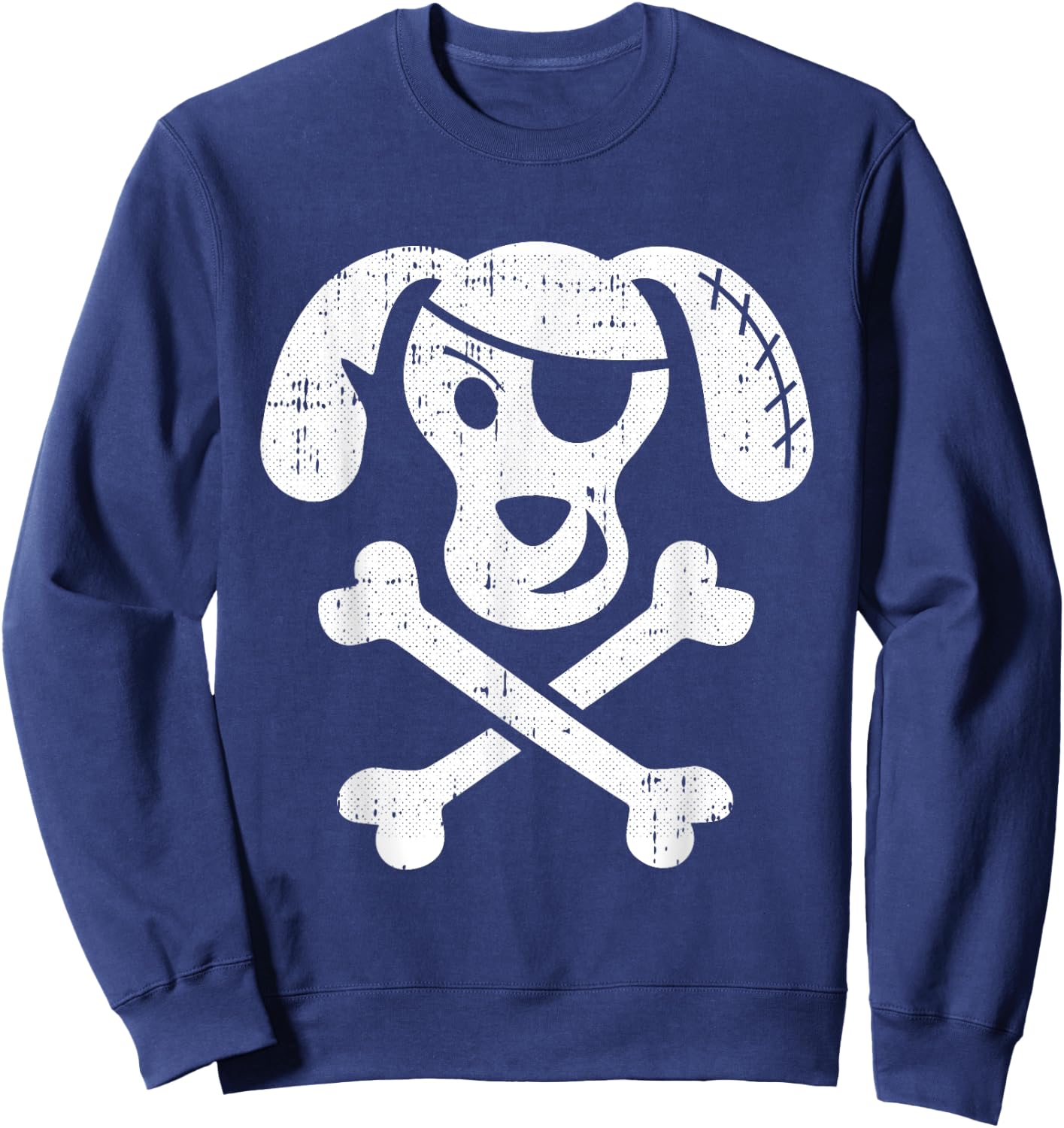 Dog Pirate Lazy Halloween Costume Puppy Skull Cross-bones Women Kids Sweatshirt - Sweatshirt | Navy