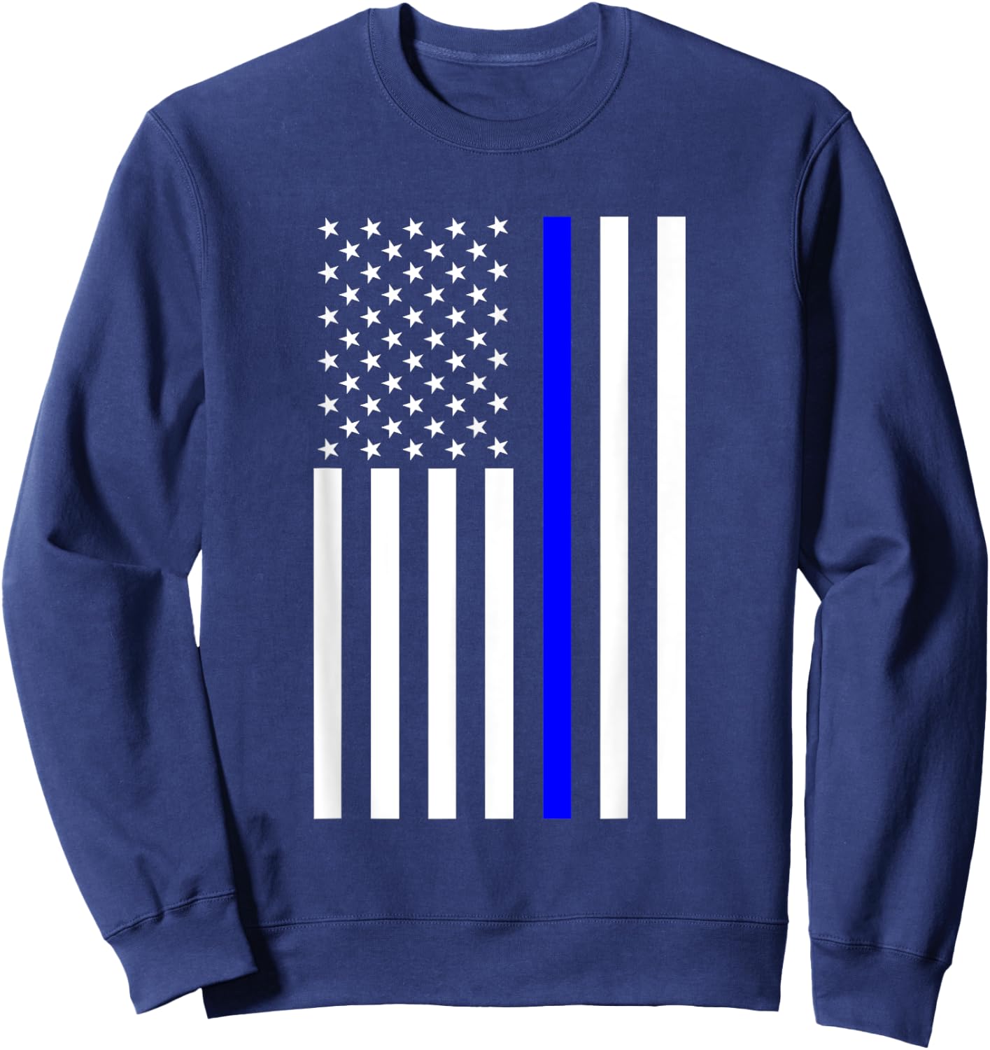 Black and White American Flag Blue Stripe Police Sweatshirt - Sweatshirt | Navy