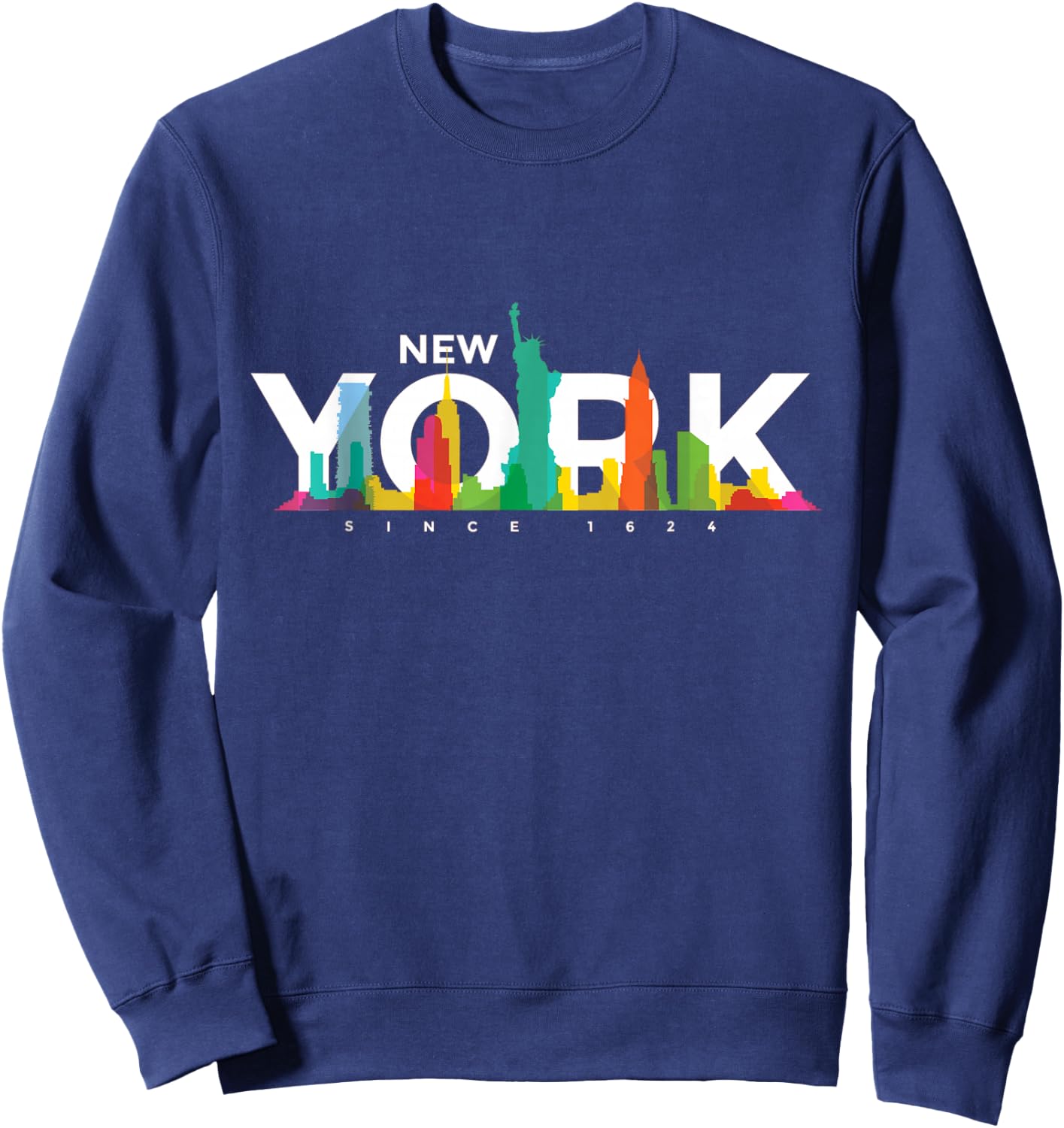 New York Skyline - NY NYC Statue of Liberty USA America Sweatshirt - Sweatshirt | Navy