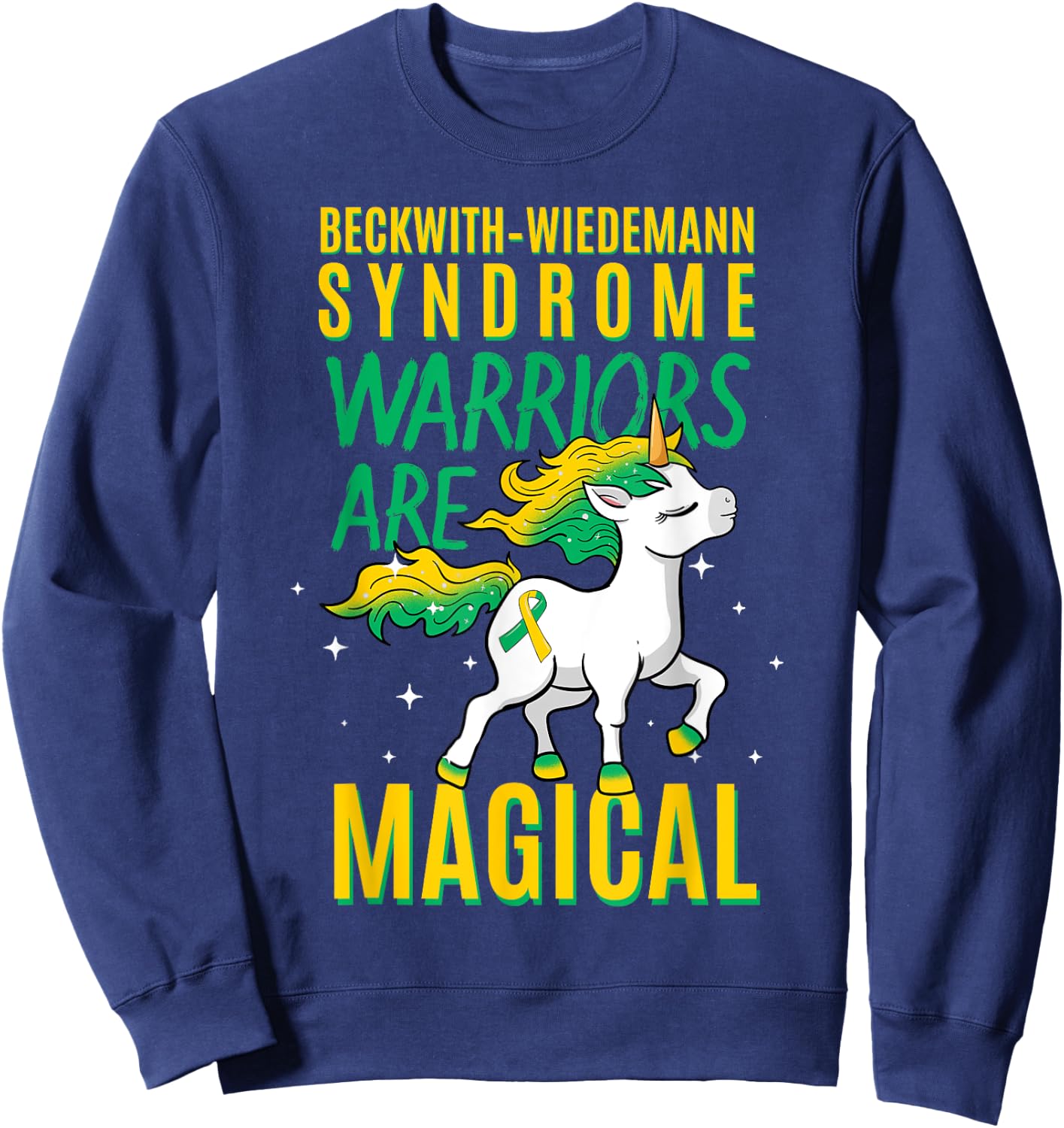 Beckwith–Wiedemann Syndrome Awareness Unicorn BWS Warrior Sweatshirt - Sweatshirt | Navy