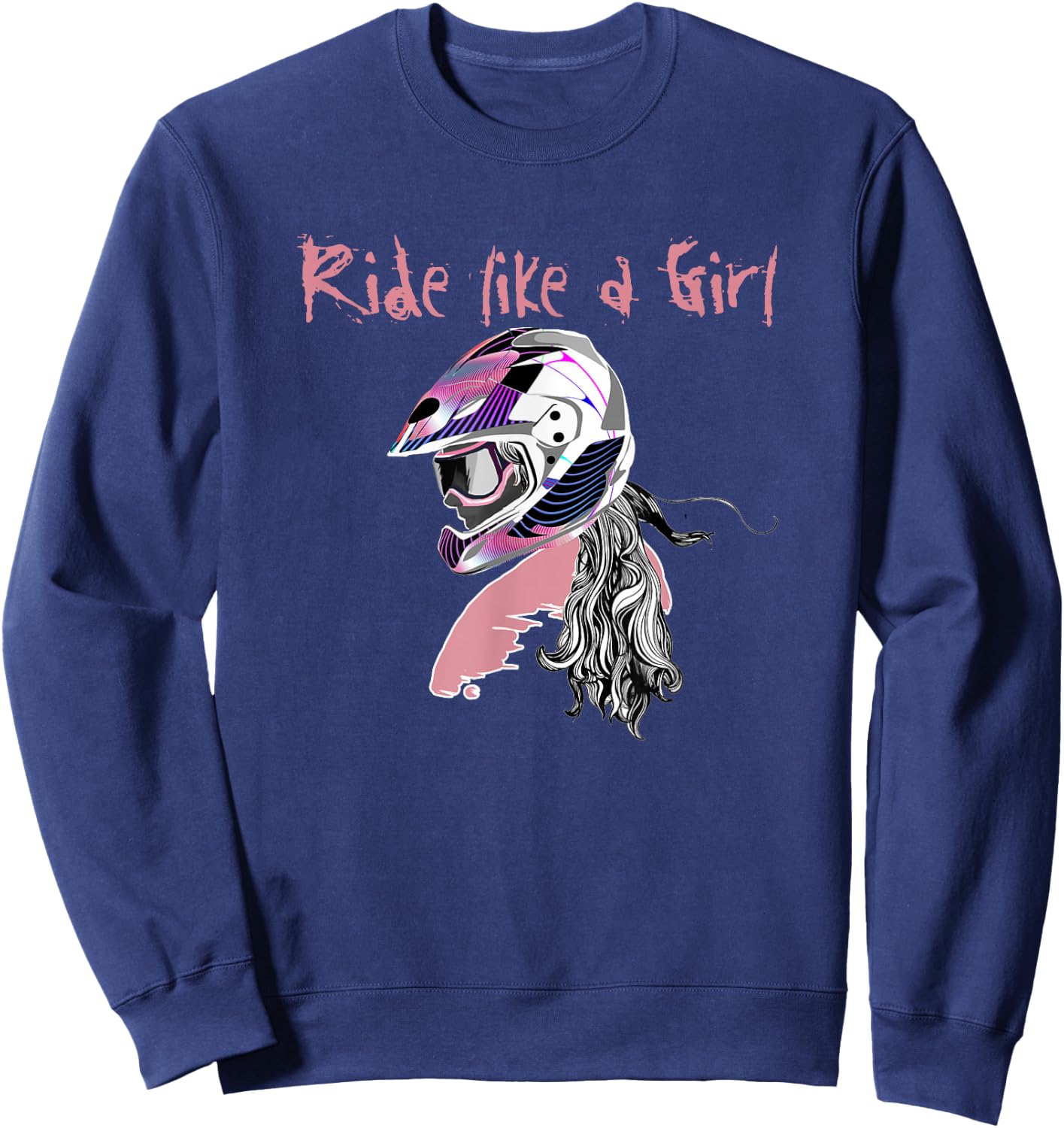 Motocross Shirt Women Dirt Bike Girls RIDE LIKE A GIRL Sweatshirt - Sweatshirt | Navy