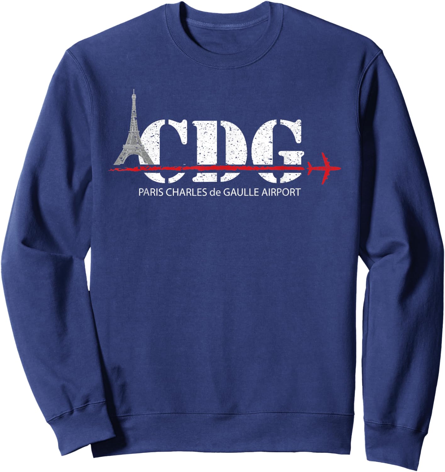 Vintage Paris France CDG Eiffel Tower Airport Code Sweatshirt - Sweatshirt | Navy