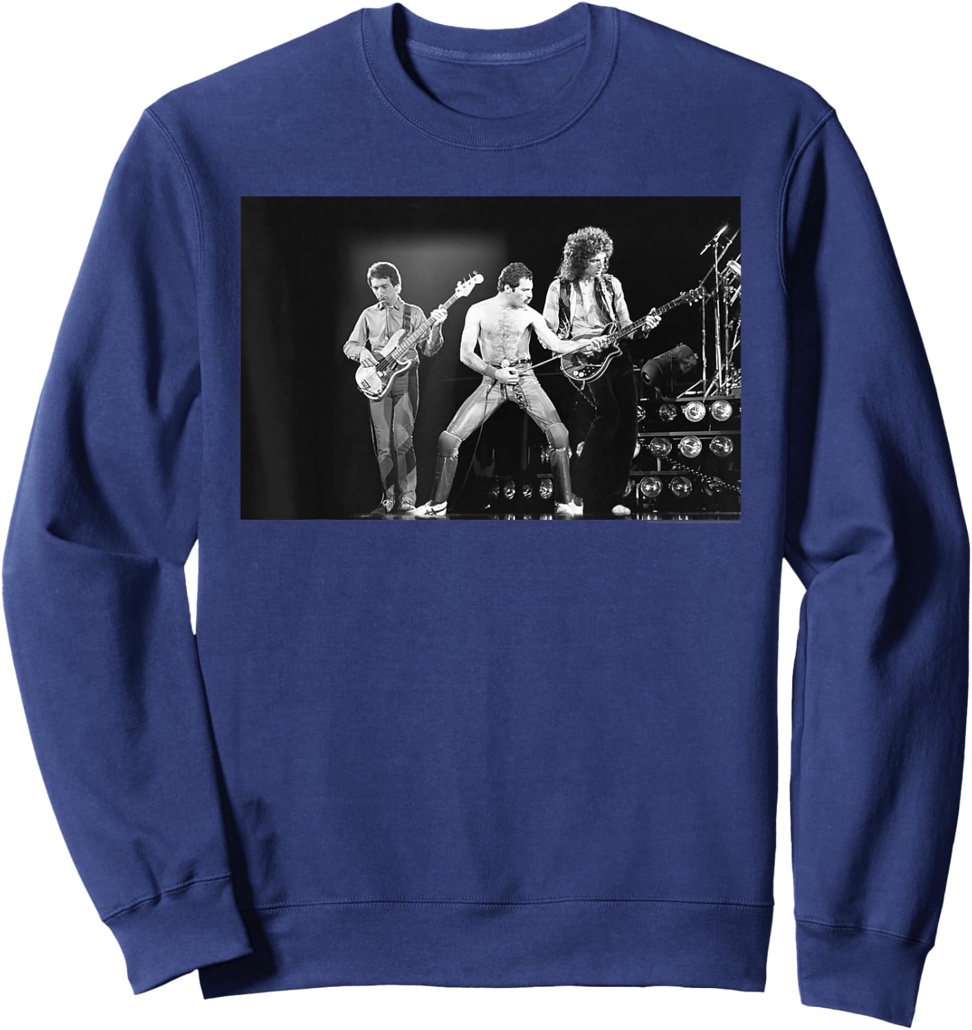 Queen Official Freddie Mercury Live B&W Photo Sweatshirt - Sweatshirt | Navy