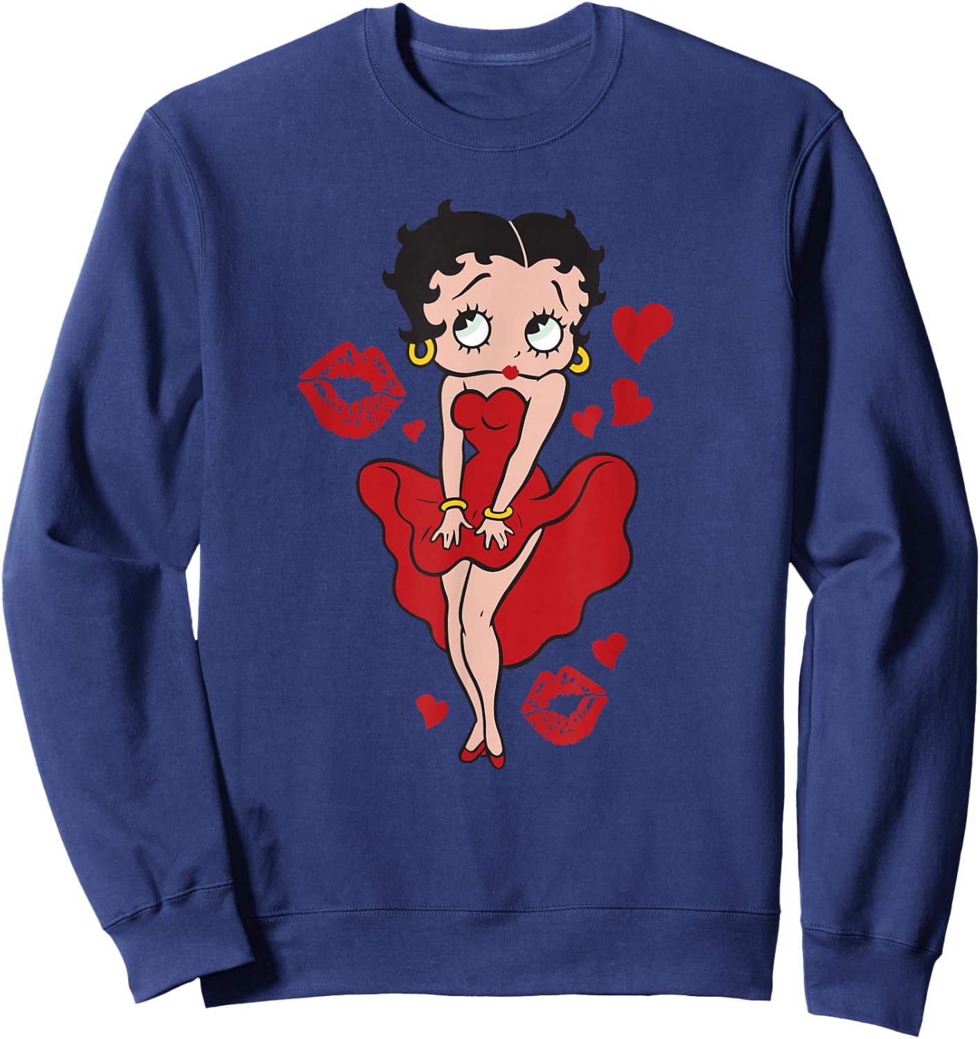 Betty Boop Red Dress Red Lips Small Sweatshirt - Sweatshirt | Navy