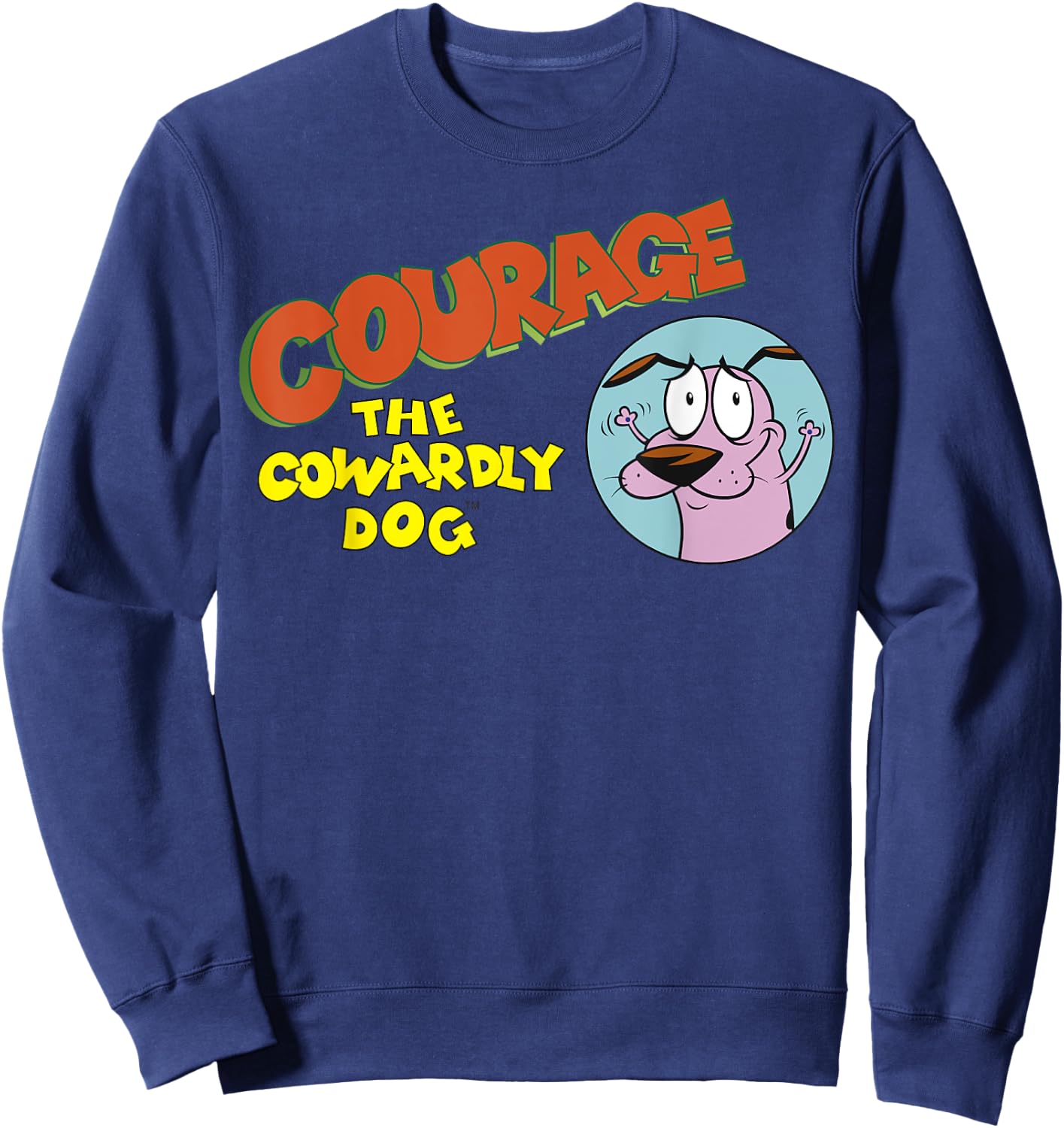 Courage the Cowardly Dog Retro Vintage Portrait & Logo Men Women Girls Kids Sweatshirt - Sweatshirt | Navy