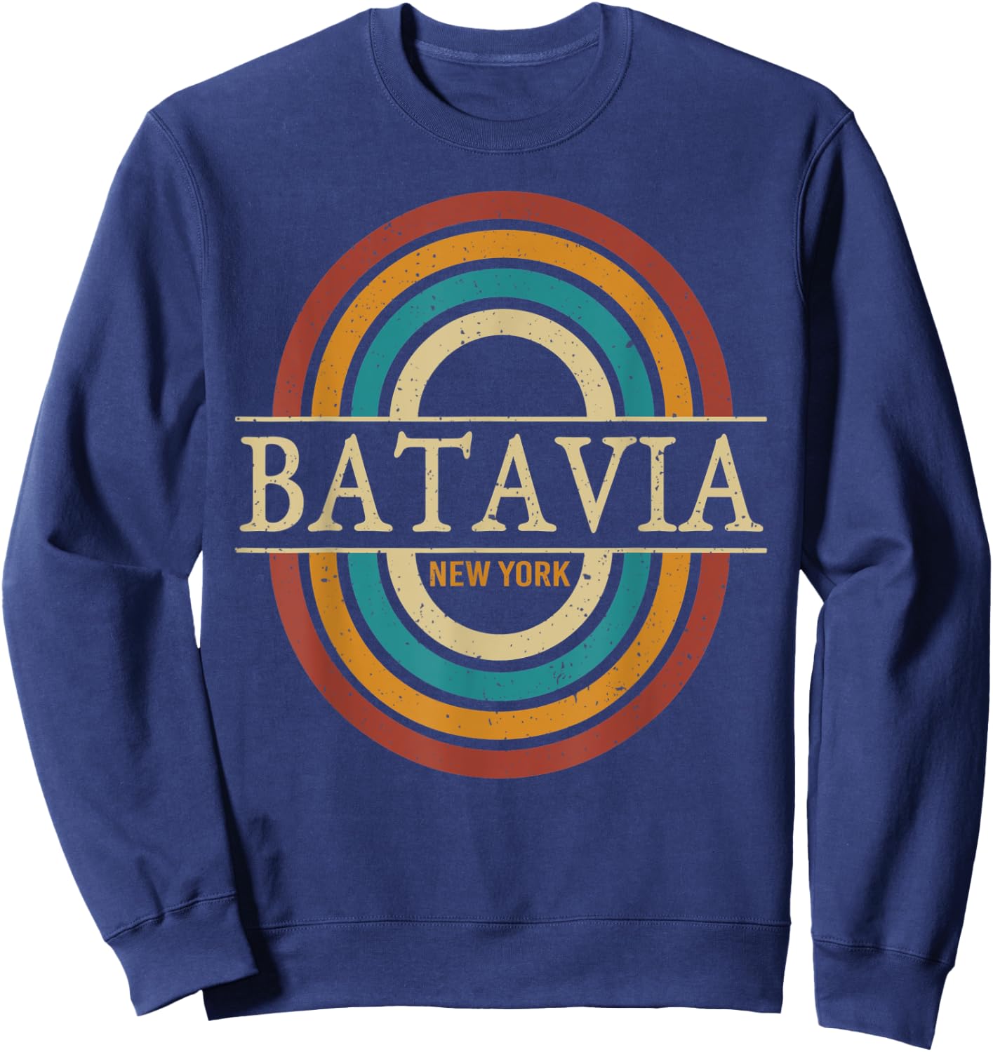Vintage Retro Batavia NY New York Souvenir Men Women Sweatshirt - Sweatshirt | Navy