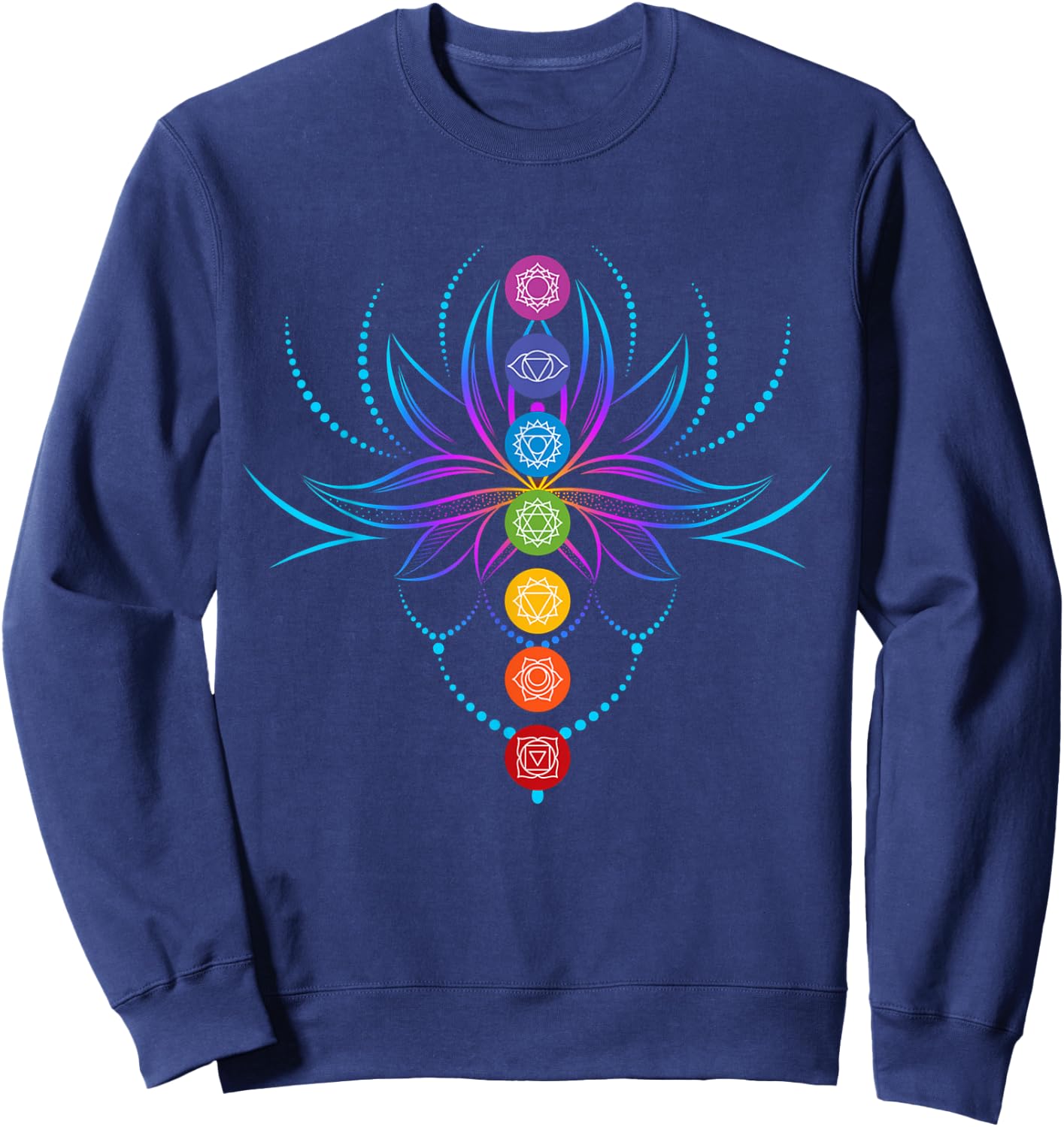 Spiritual Shirt Zen Lotus Flower Chakras Aligned Yoga Lover Sweatshirt - Sweatshirt | Navy