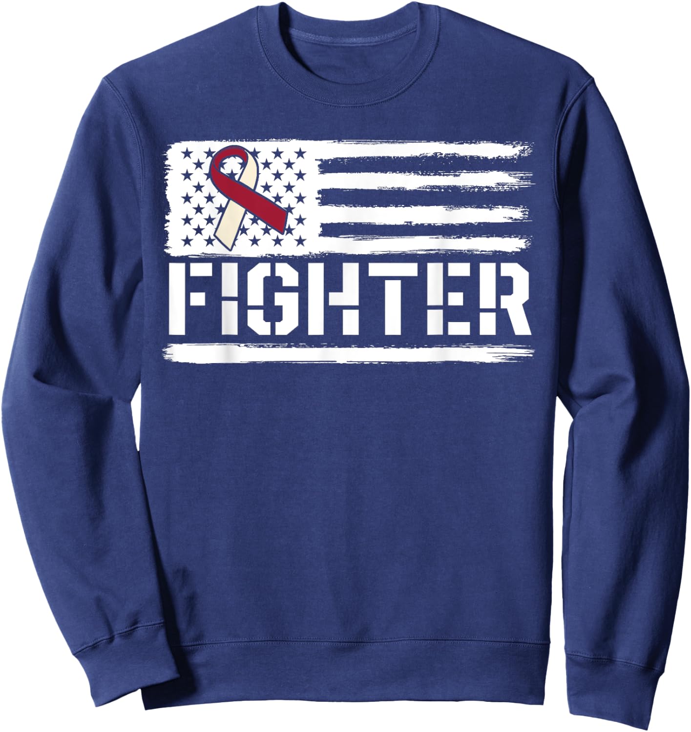 Oral Cancer Awareness Throat Head Neck Fighter American Flag Sweatshirt - Sweatshirt | Navy