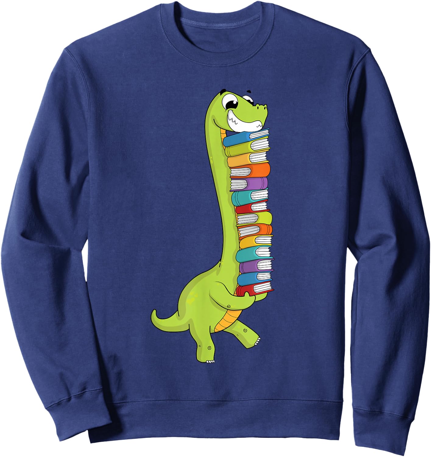 Teachersaurus Dinosaur Teacher Shirt Dino Reading Book Sweatshirt - Sweatshirt | Navy