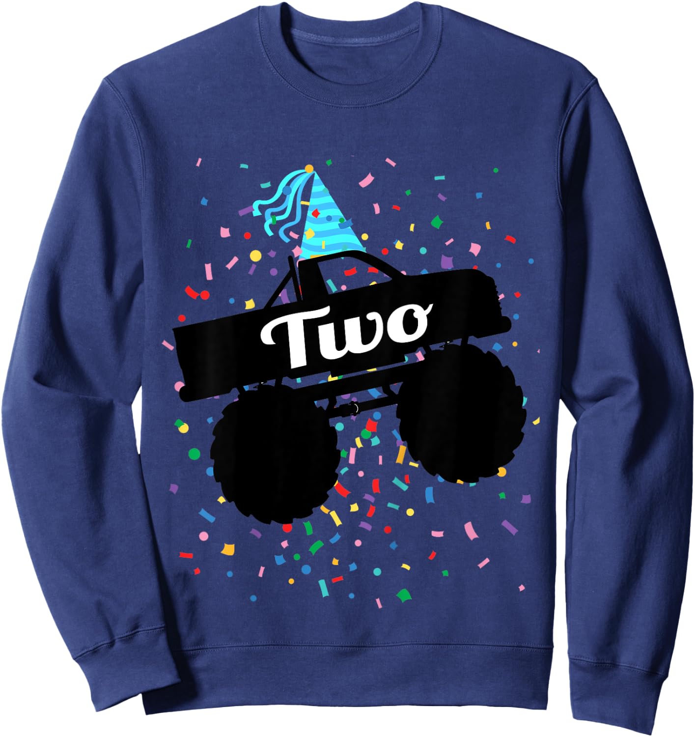 2 Year Old Monster Truck 2nd Birthday Toddler Shirt Gift Sweatshirt - Sweatshirt | Navy