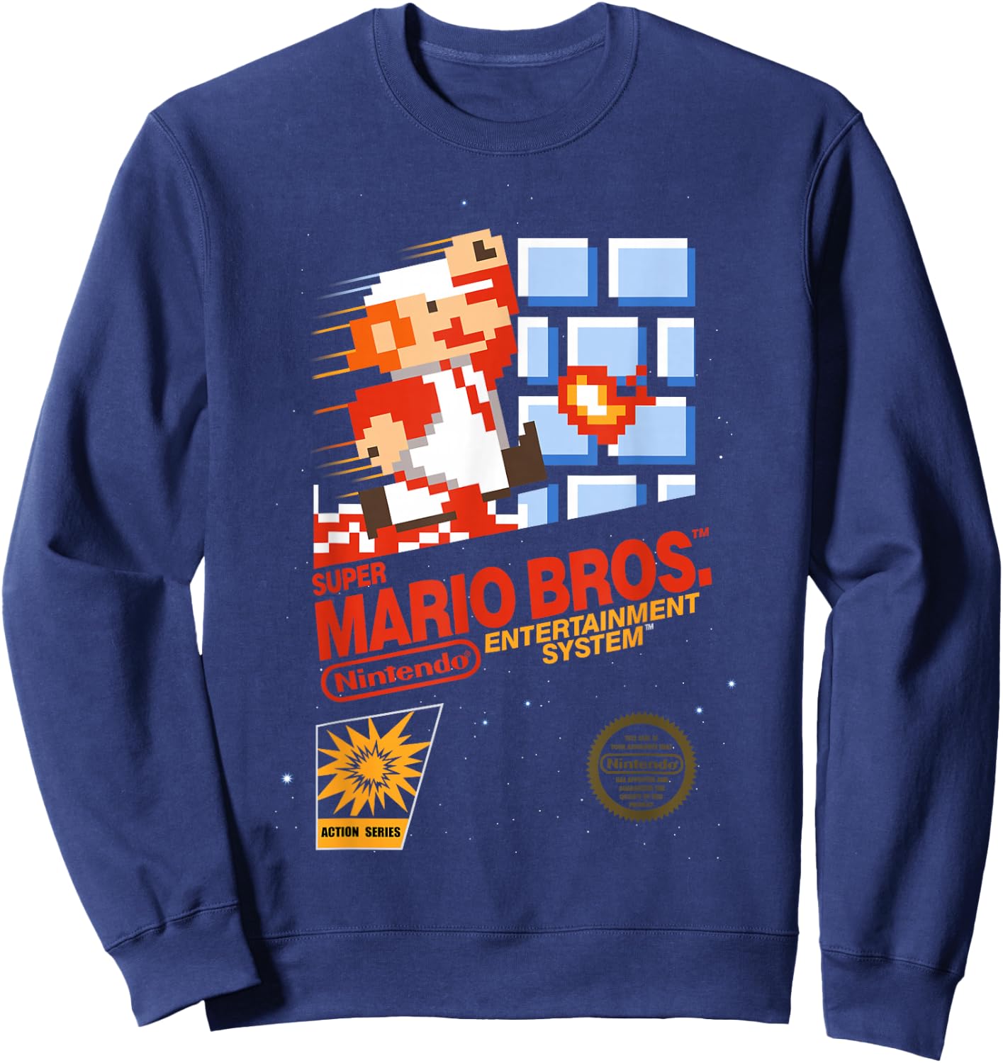 Super Mario Dashin Action Graphic , Classic Fit, , Black Sweatshirt - Sweatshirt | Navy