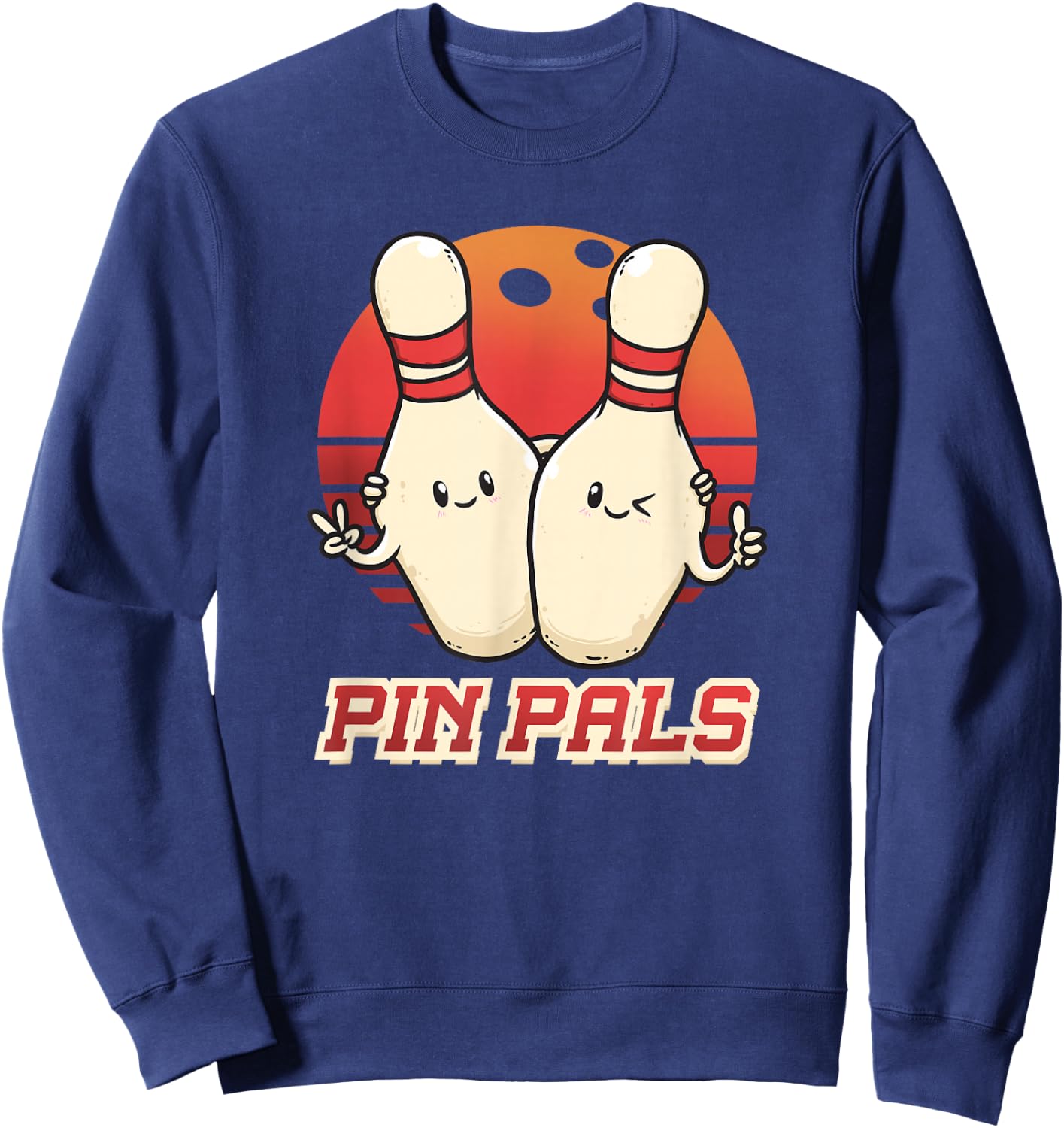 Wowsome! -Youth Bowling - Black, Small - Pin Pals Bowling Players Buddies Bowler Besties Bowling Team Sweatshirt - Sweatshirt | Navy