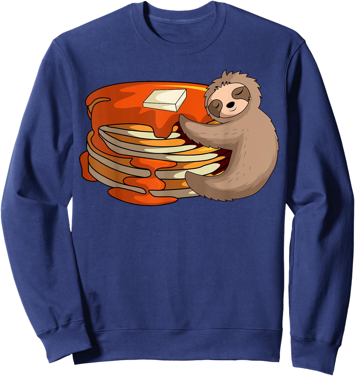 Pancakes Waffle Sloth Love Breakfast Flapjack Hotcake Food Sweatshirt - Sweatshirt | Navy