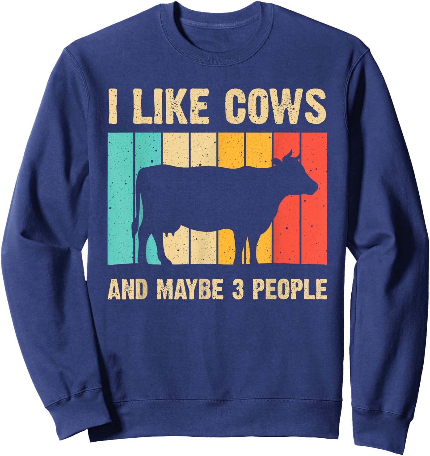 Funny Vintage Cow Design Cow Farmer Men Women Cattle Lover Sweatshirt - Sweatshirt | Navy