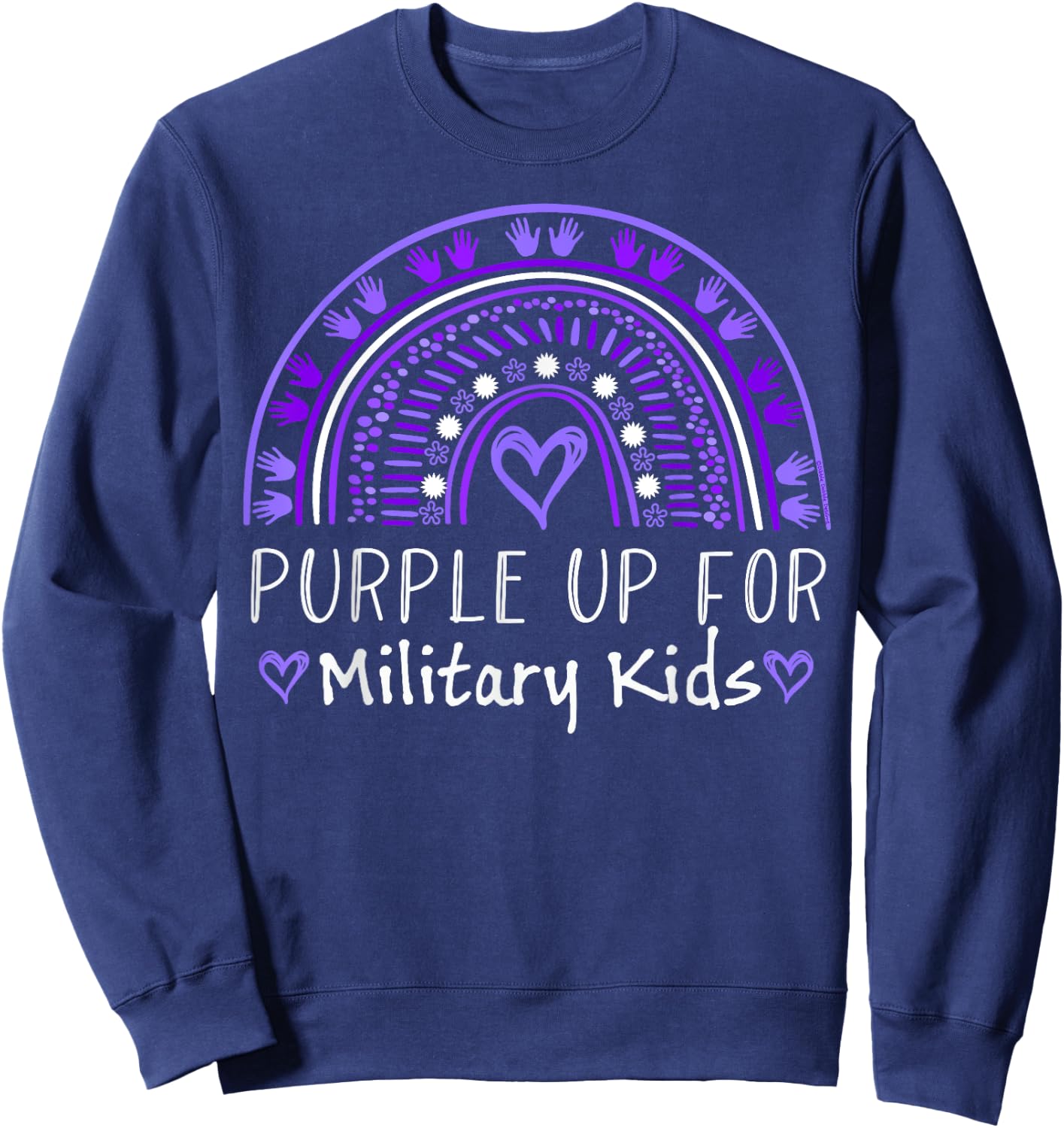 Purple Rainbow for Purple Up for Military Kids Month Sweatshirt - Sweatshirt | Navy