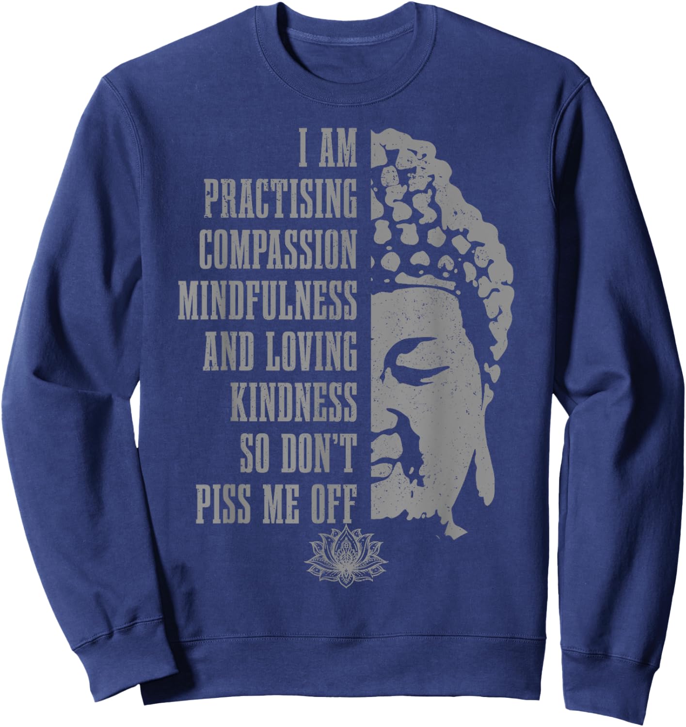 Buddhism Yoga Buddha Meditation Funny Vintage Yogi Sweatshirt - Sweatshirt | Navy