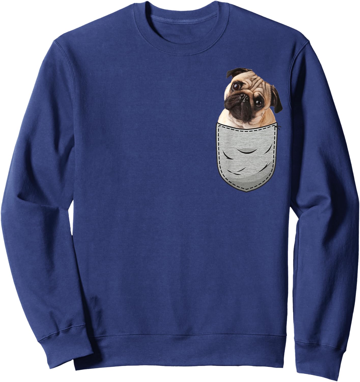 Pug Pug Carlin Carlino Chest Bag Pocket Dog Owners Sweatshirt - Sweatshirt | Navy
