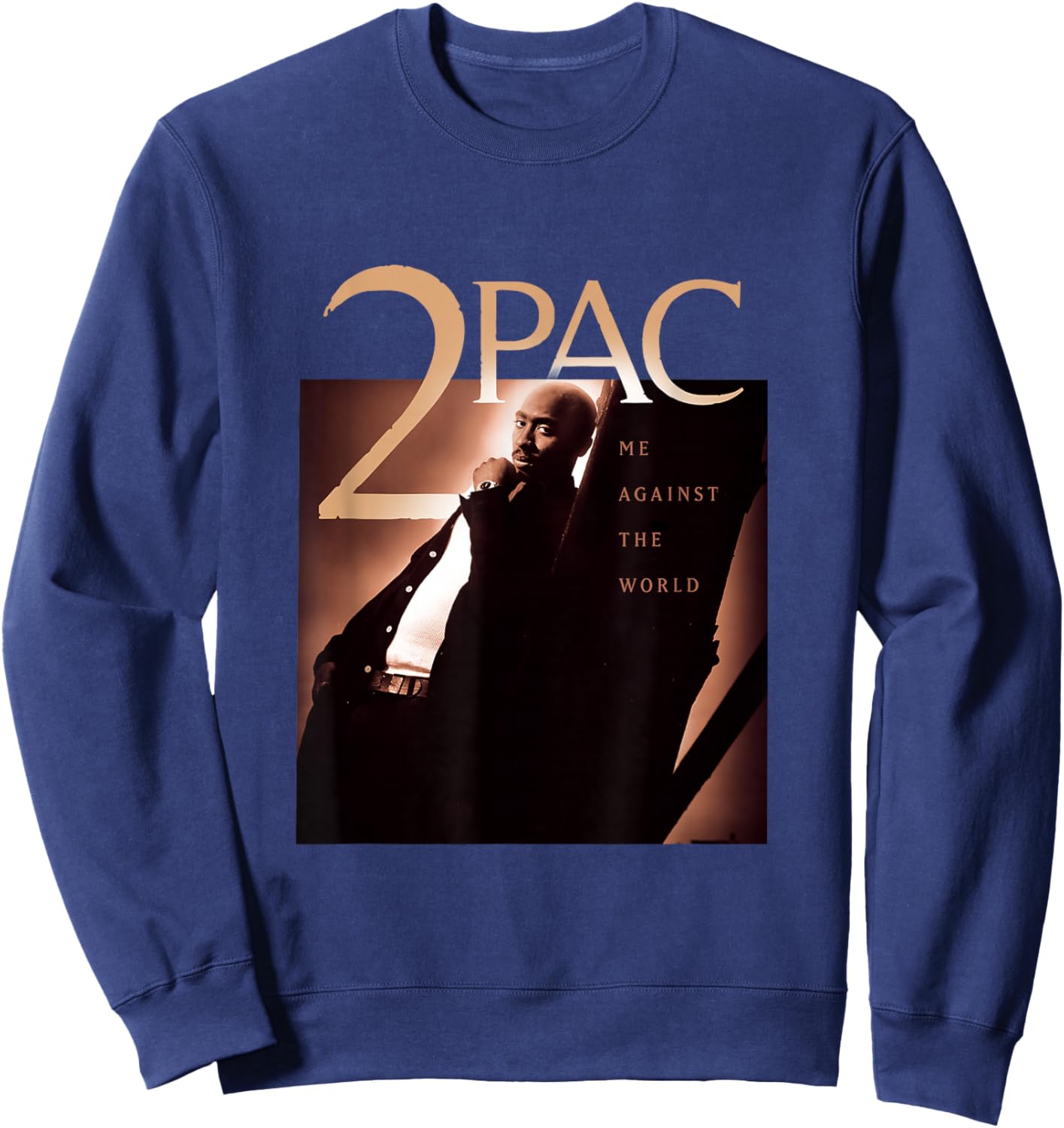TUPAC SHAKUR Me Against The World Adult Black Cotton 100% Short Sleeve Classic Fit Small Sweatshirt - Sweatshirt | Navy