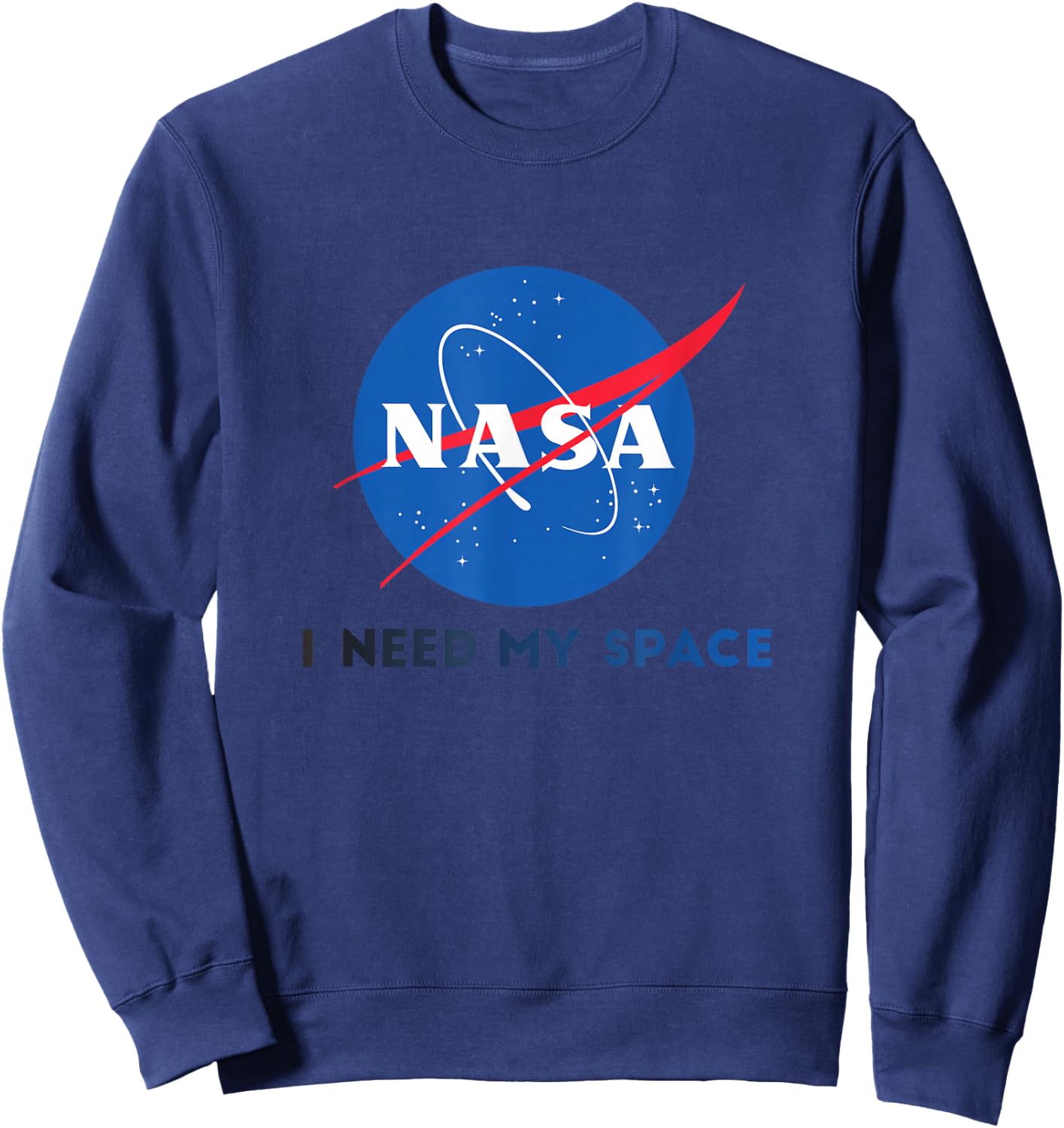NASA I Need My Space Round Meatball Logo Space Science Sweatshirt - Sweatshirt | Navy