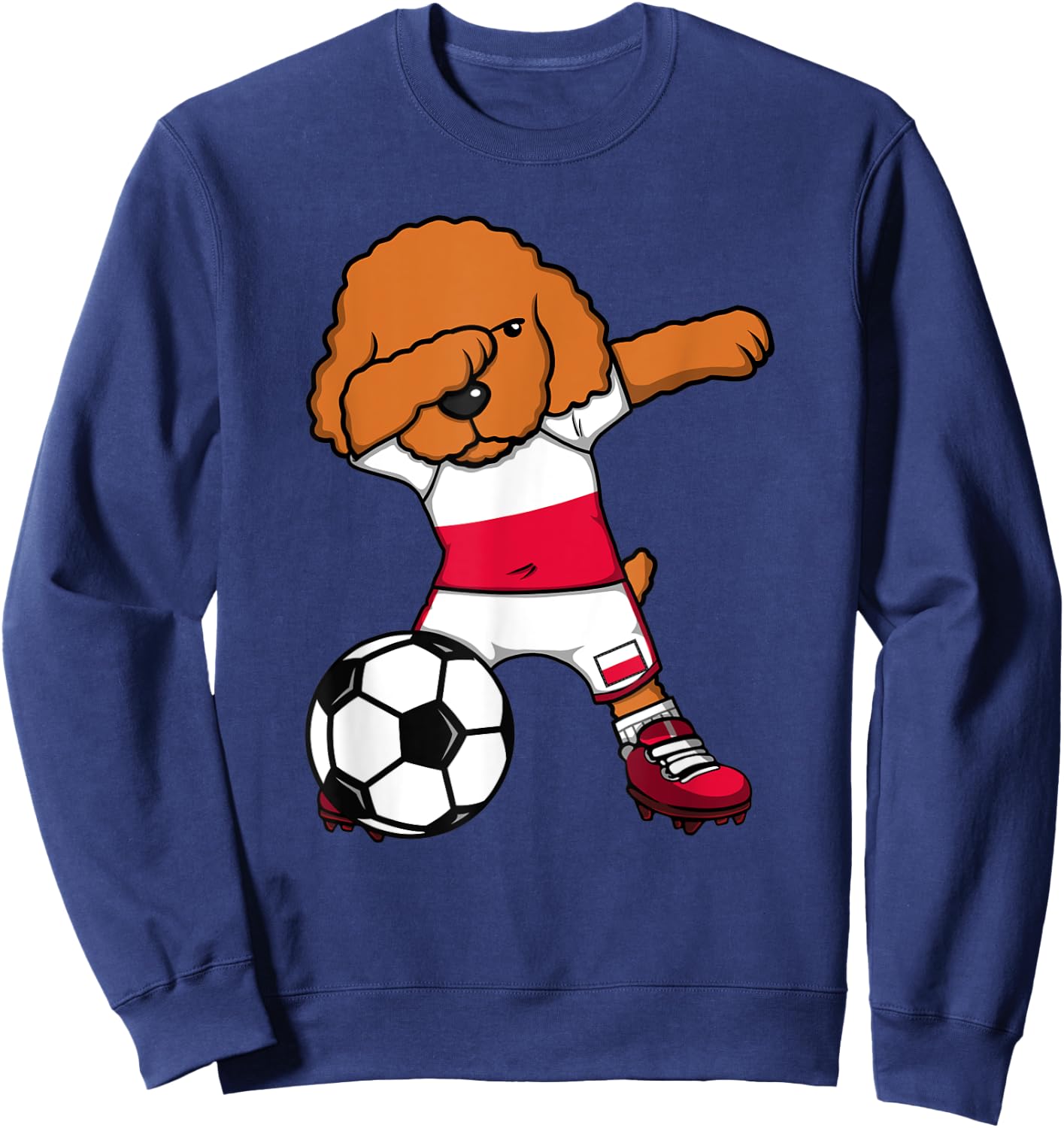 Dabbing Poodle Dog Poland Soccer Fans Jersey Football Lovers Sweatshirt - Sweatshirt | Navy