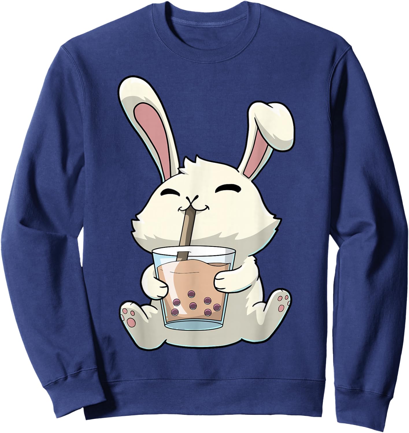 Bunny Rabbit Boba Bubble Tea Anime Kawaii Sweatshirt - Sweatshirt | Navy