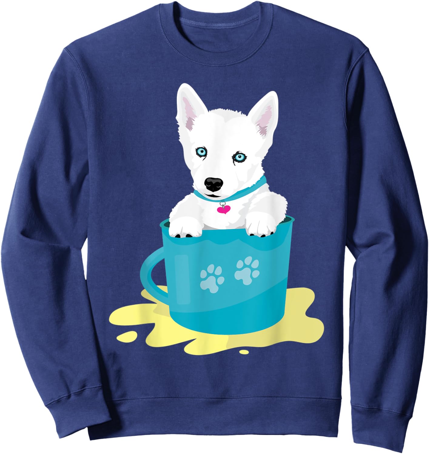 super cute white Siberian Husky puppy Sweatshirt - Sweatshirt | Navy
