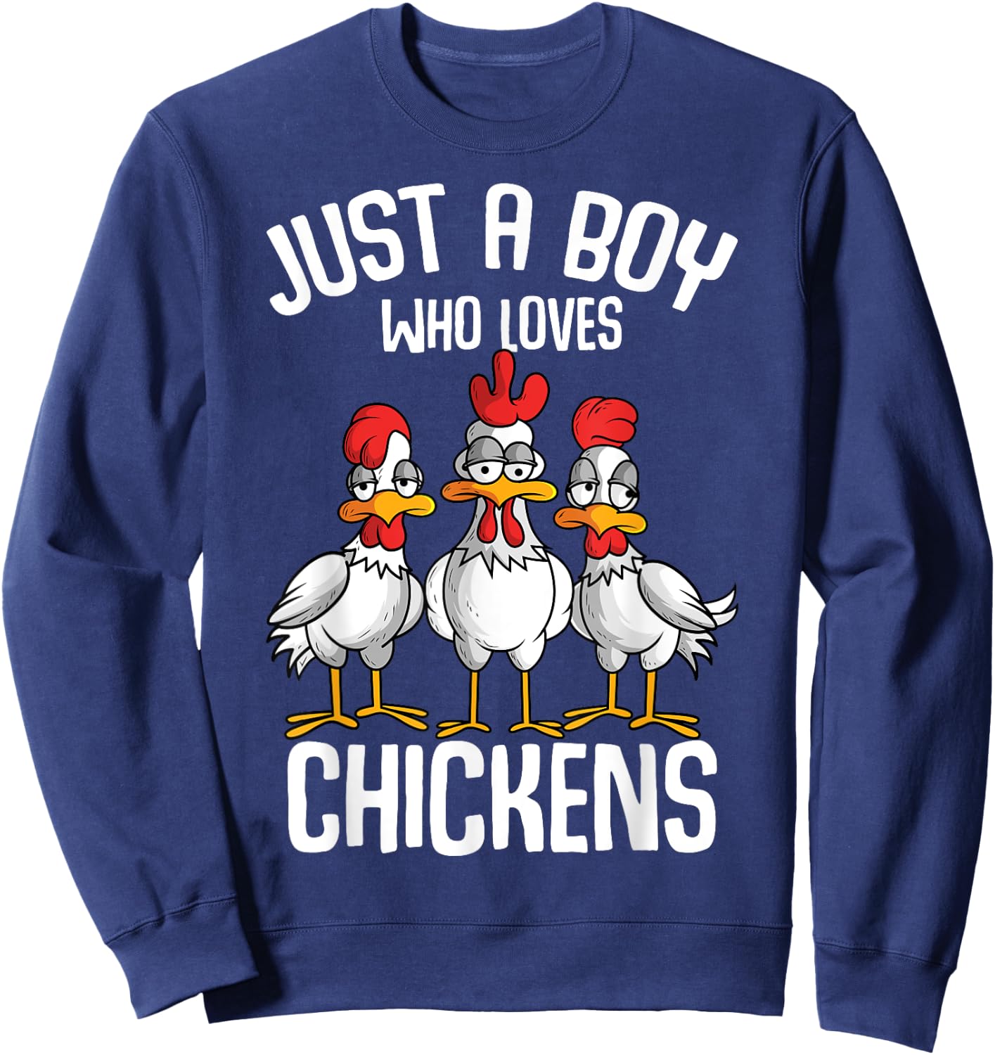 Just a Boy who loves Chickens Boys Kids Sweatshirt - Sweatshirt | Navy