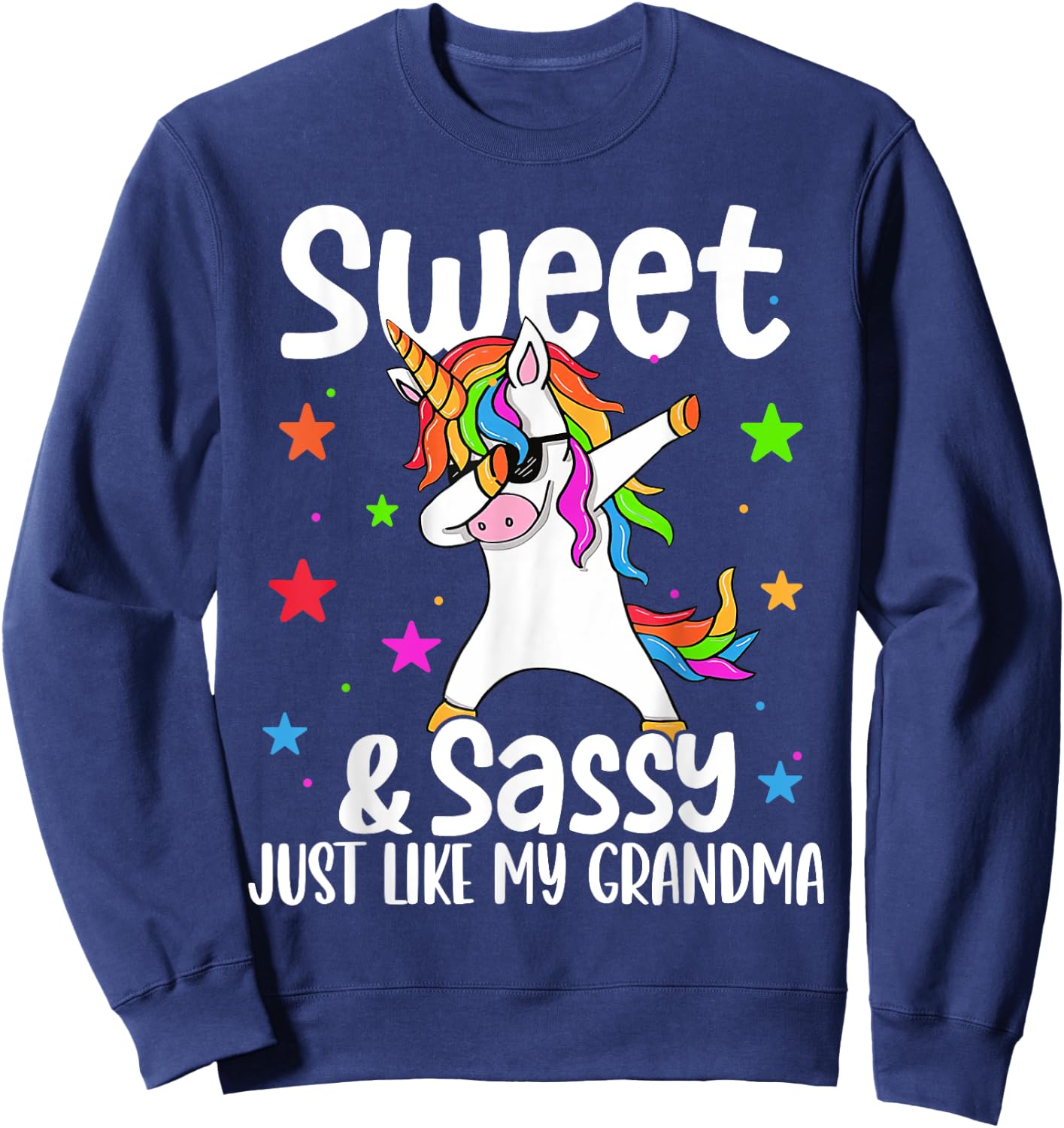 Sassy Like My Grandma Dabbing Unicorn Cute Sweatshirt - Sweatshirt | Navy