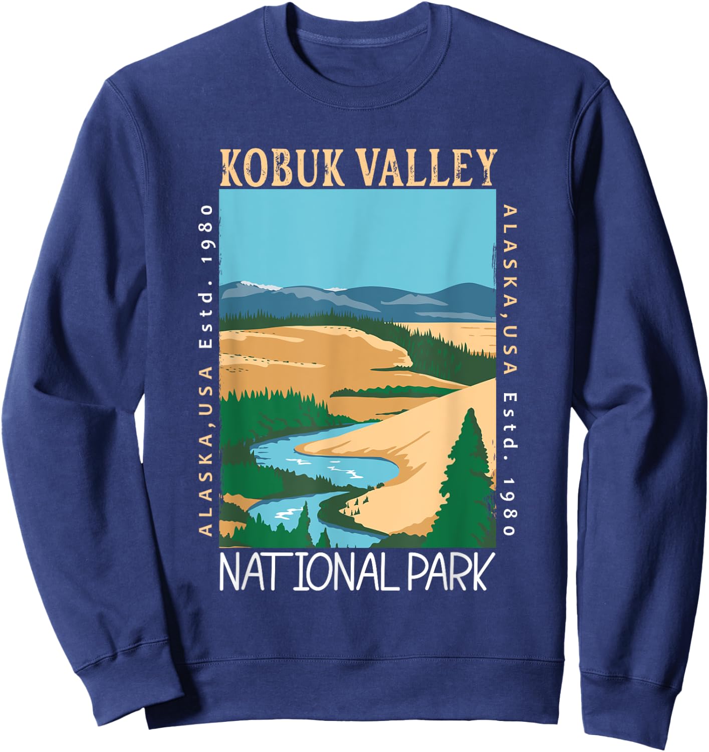 Kobuk Valley National Park Alaska Distressed Vintage Sweatshirt - Sweatshirt | Navy