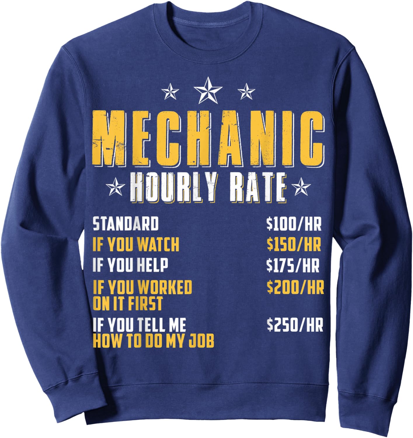 Car Mechanics Rate Garage Mechanics Mechanic Hourly Rate Sweatshirt - Sweatshirt | Navy