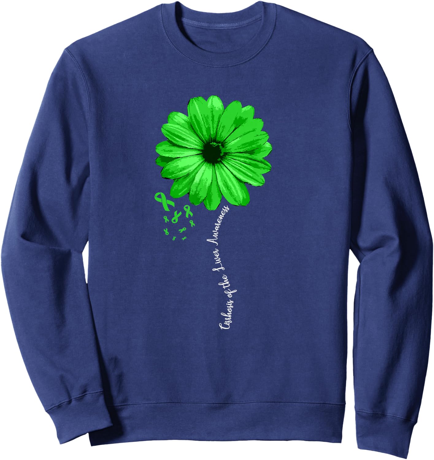 Cirrhosis of the Liver Awareness Products -Adults Black Floral Sweatshirt - Sweatshirt | Navy