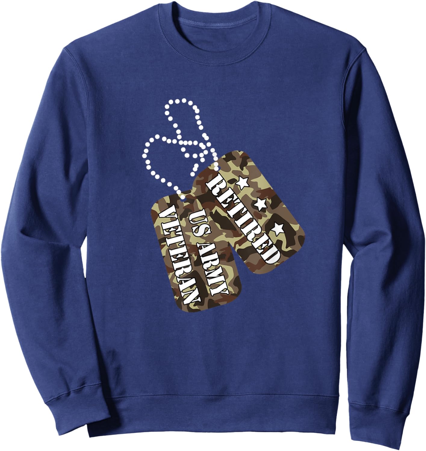 Retired US ARMY Veteran Dog Tag Sweatshirt - Sweatshirt | Navy